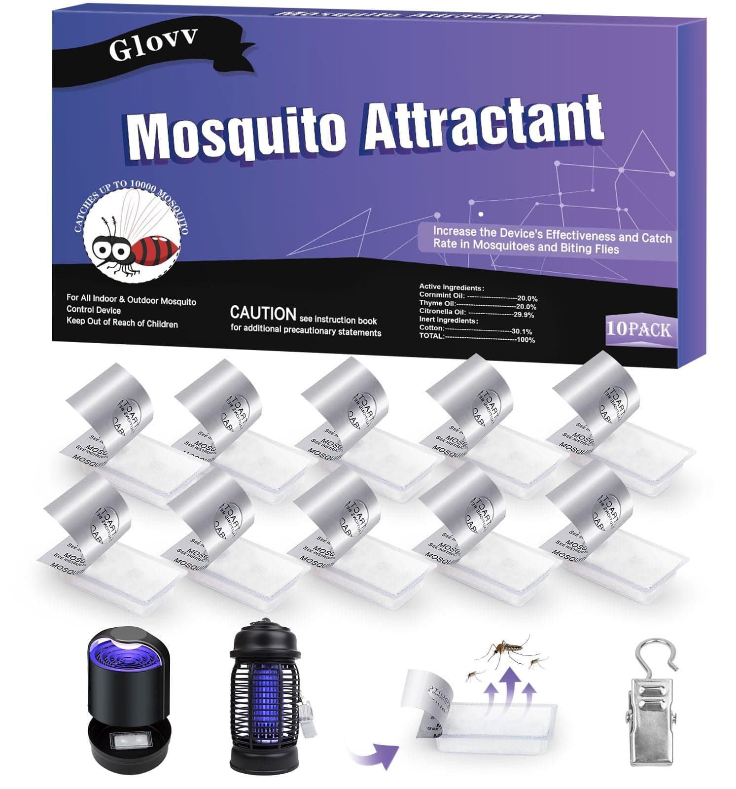 10 Pack Mosquito Attractant Bait Refill, Mosquito Bits Octenol Lure for Bug Zapper & Fly Traps, Compatible with All Flying Insect Mosquito Trap