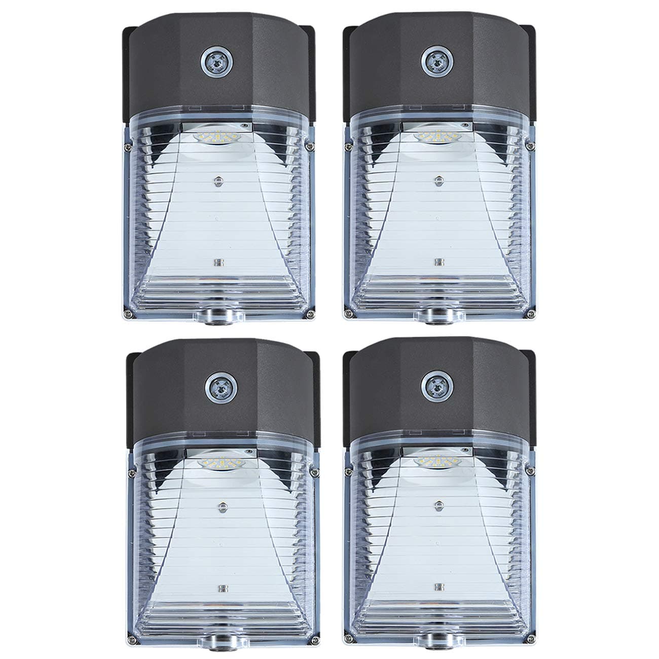 26W 3000LM LED Wall Pack Light, 120-277Vac 5000K Daylight, Photocell Dusk to Dawn Wall Pack, 150-250W MH/HPS Replacement, Outdoor Security Lighting Fixtures, Clear Lens (4 Pack)