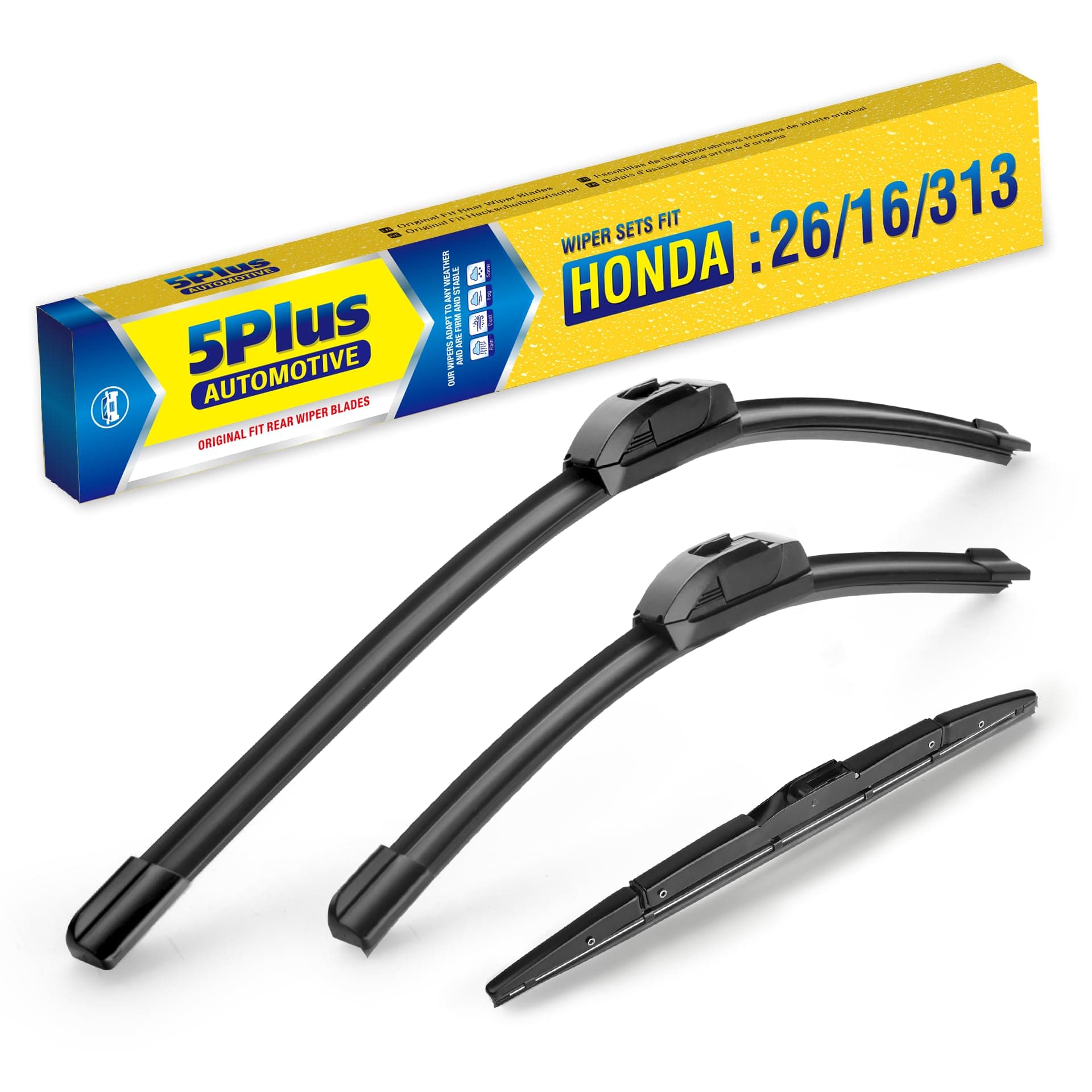 3 Wipers 26"/16"/13" Replacement For Honda CRV 2016 2015 2014 2013 2012(Set of 3), 26 Inch+16 Inch Windshield Wiper Blades with 13 Inch Rear Wiper Blade-Original Factory Quality