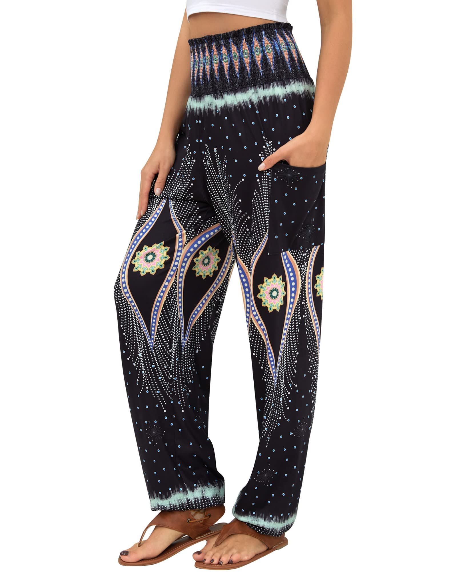 QIANXIZHANwomens Boho Palazzo Slacks