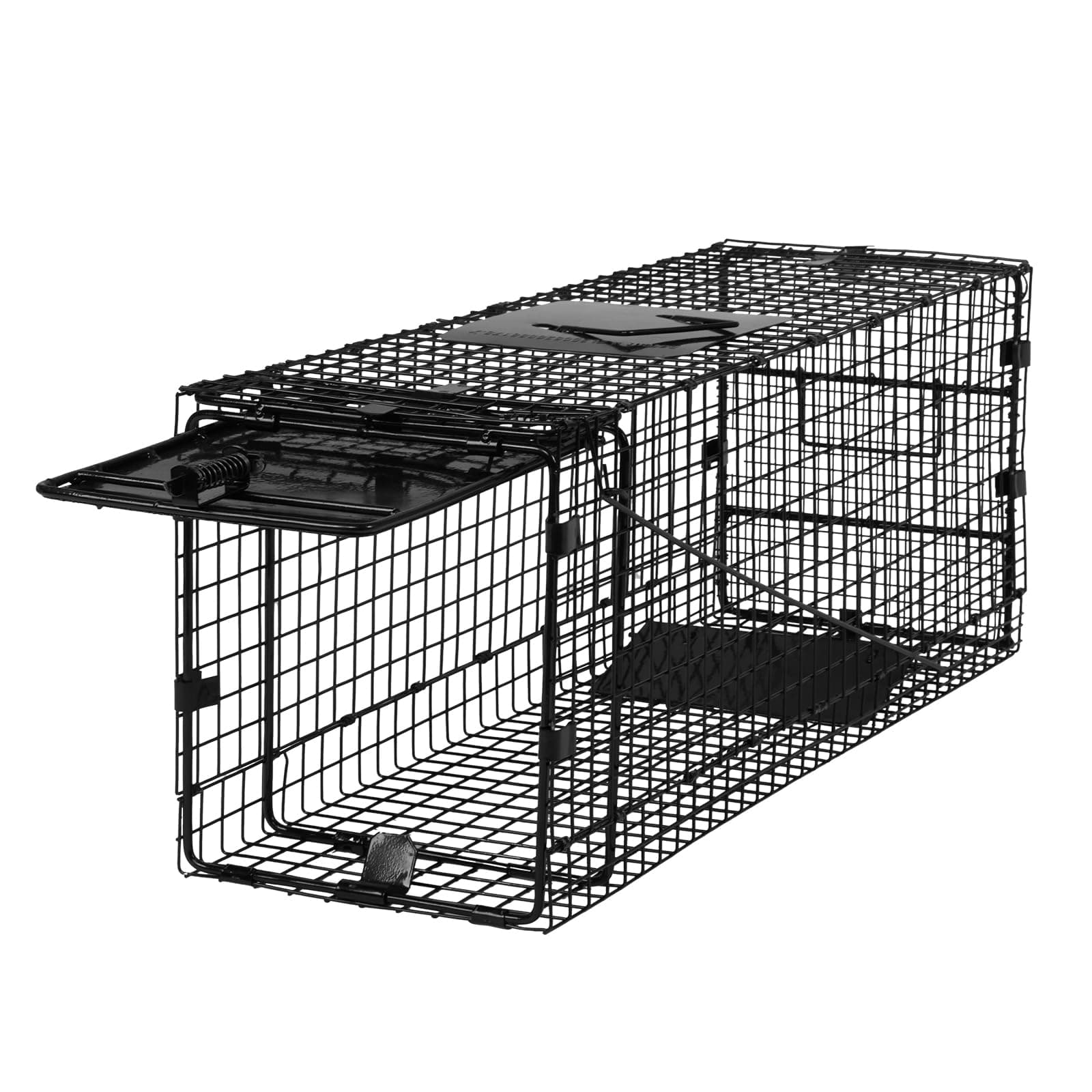 Humane Way Folding 32 Inch Live Humane Animal Trap - Safe Traps for All Animals - Raccoons, Cats, Groundhogs, Opossums - 32"x10"x12",Black