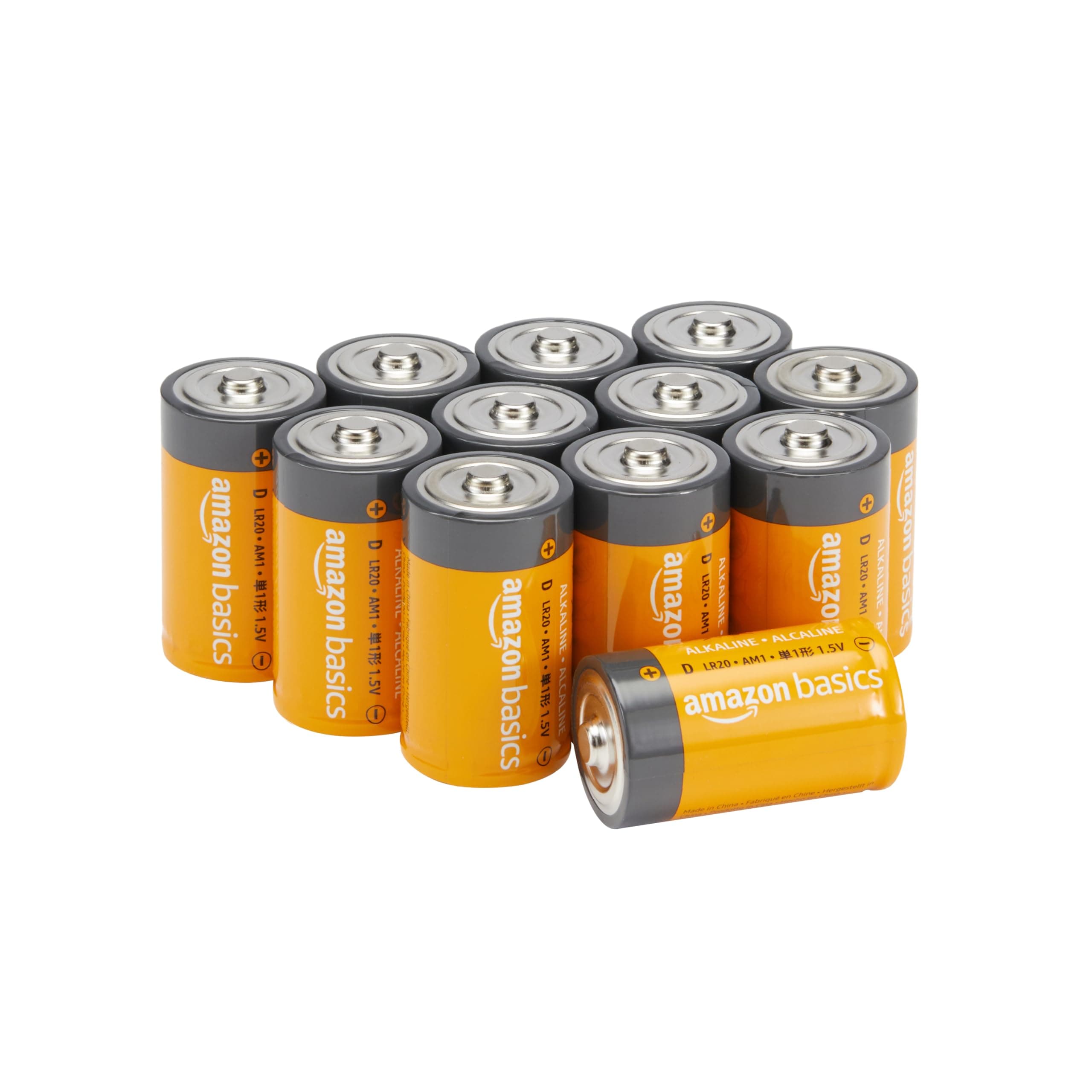 Amazon Basics 12 Pack D Cell All-Purpose Alkaline Batteries, Easy to Open Value Pack