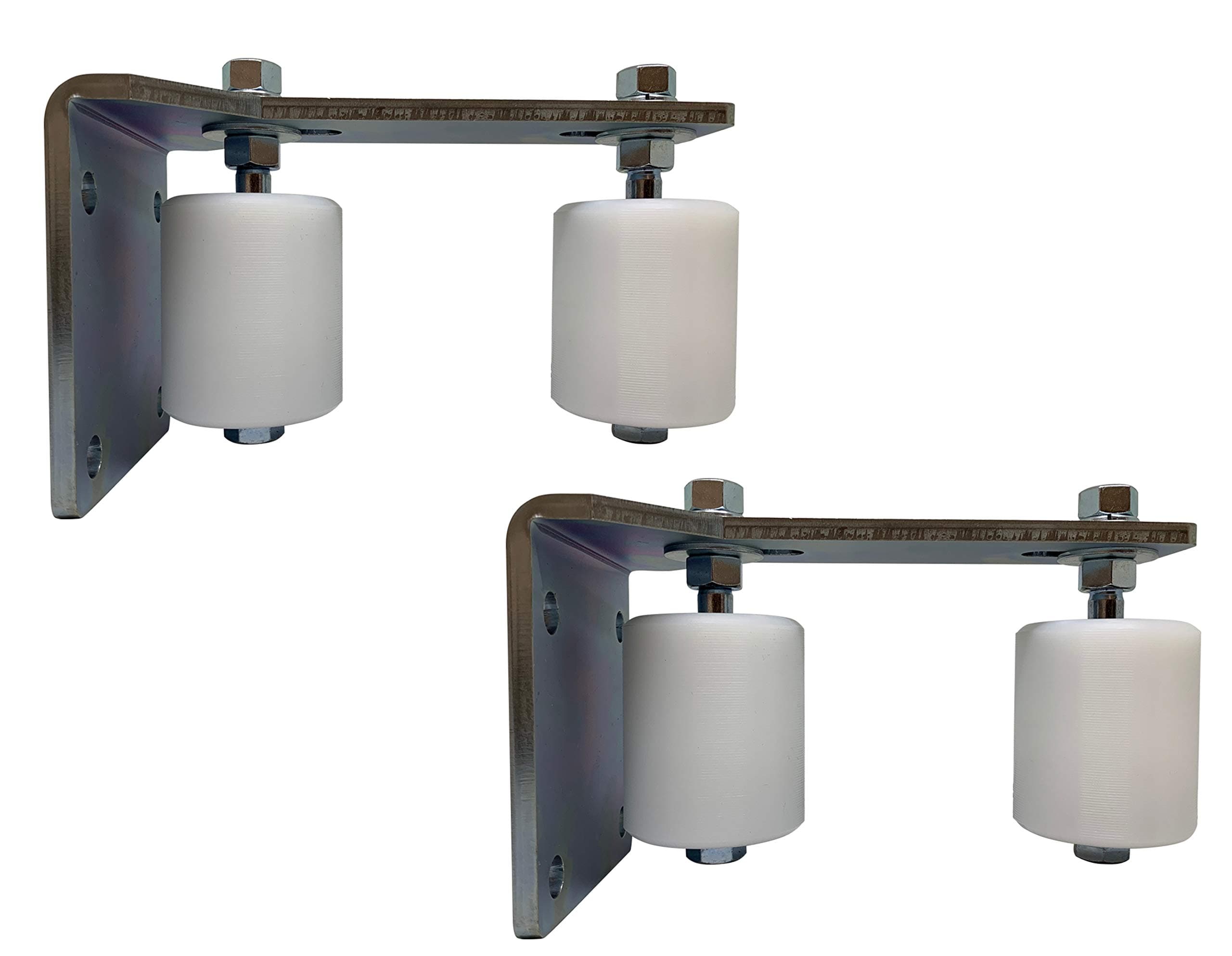 Slide Gate Guide Post Rollers 3" L Rear Adjustable Bracket Mount Double Hard Nylon Rollers Heavy Duty Steel Gate Guider Support Assembly for Sliding Rolling Gates - 2Pack Eagle EG109