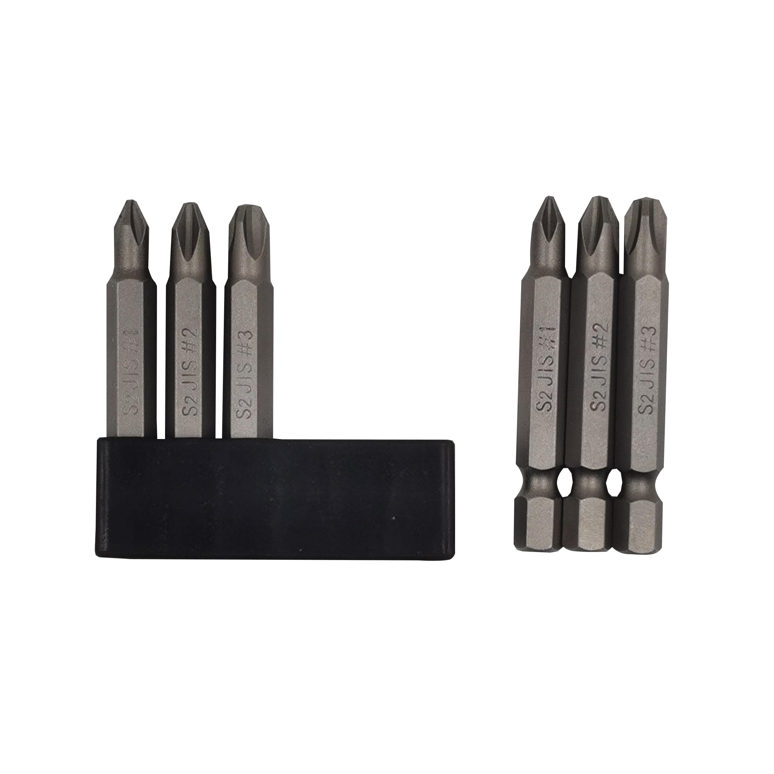 6Pcs 50mm JIS Screwdriver Bit Set with Magnetic Tip,1/4 Hex Shank, S2 Alloy Steel & 6-Hole Storage Strip-erfect for Japanese Motorcycles, Cars,Bicycle & Equipment (JIS #1x2#2x2#3x2)