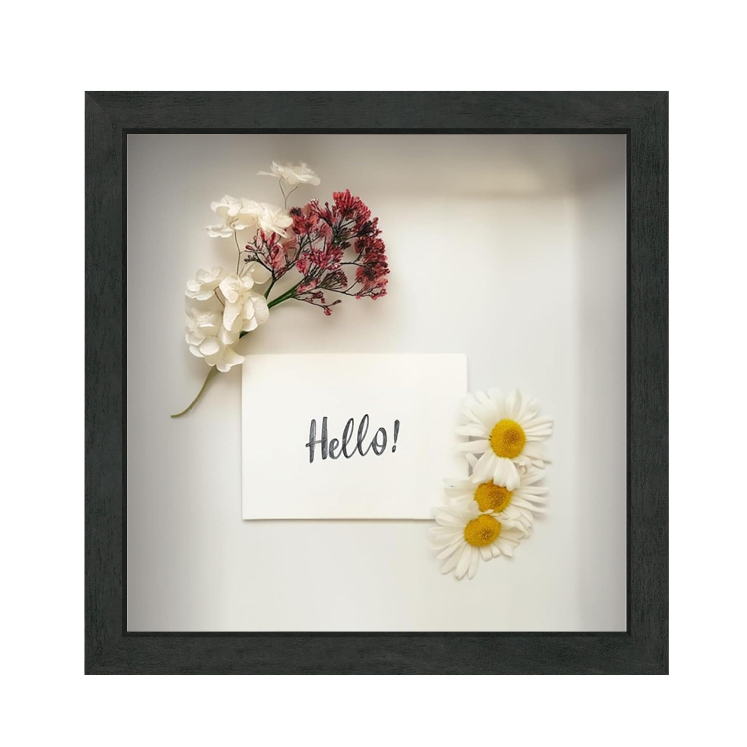 FrameWorks 11x11 Driftwood Wooden Shadow Box Frame – Soft Felt Back, Tempered Glass, and Included Elegant White Ball Push Pins