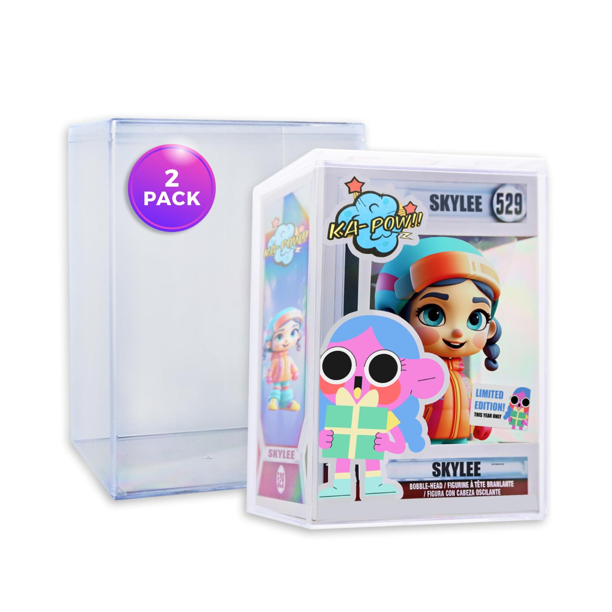 - 2-Pack Clear Hard Plastic Funko Pop Protector Display Cases for 4" Figures, Stackable Display Cases, Made in USA by Gary Plastic Packaging