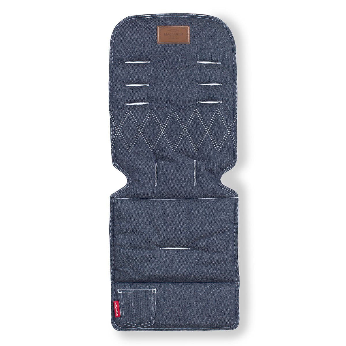 Maclaren Universal Seat Liner Denim - Double-sided stroller accessory. Breathable, sweat absorbent and machine washable. Easy to attach/detach to all umbrella-fold pushchairs