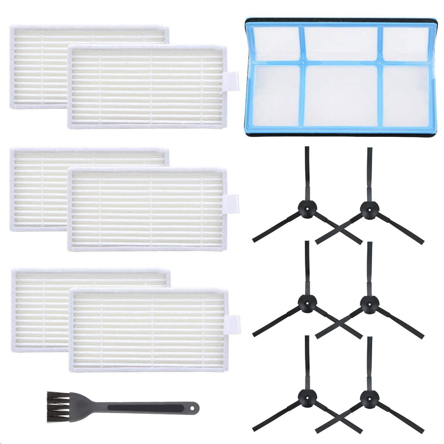 Vacuum Filter Kit Replacement for Robotic Vacuum ILIFE V3 V3S V5 V5s, Pro Robot Vacuum Cleaner 6 Filters and 6 Side Brushes and 1 Primary Filter (Pack of 13)
