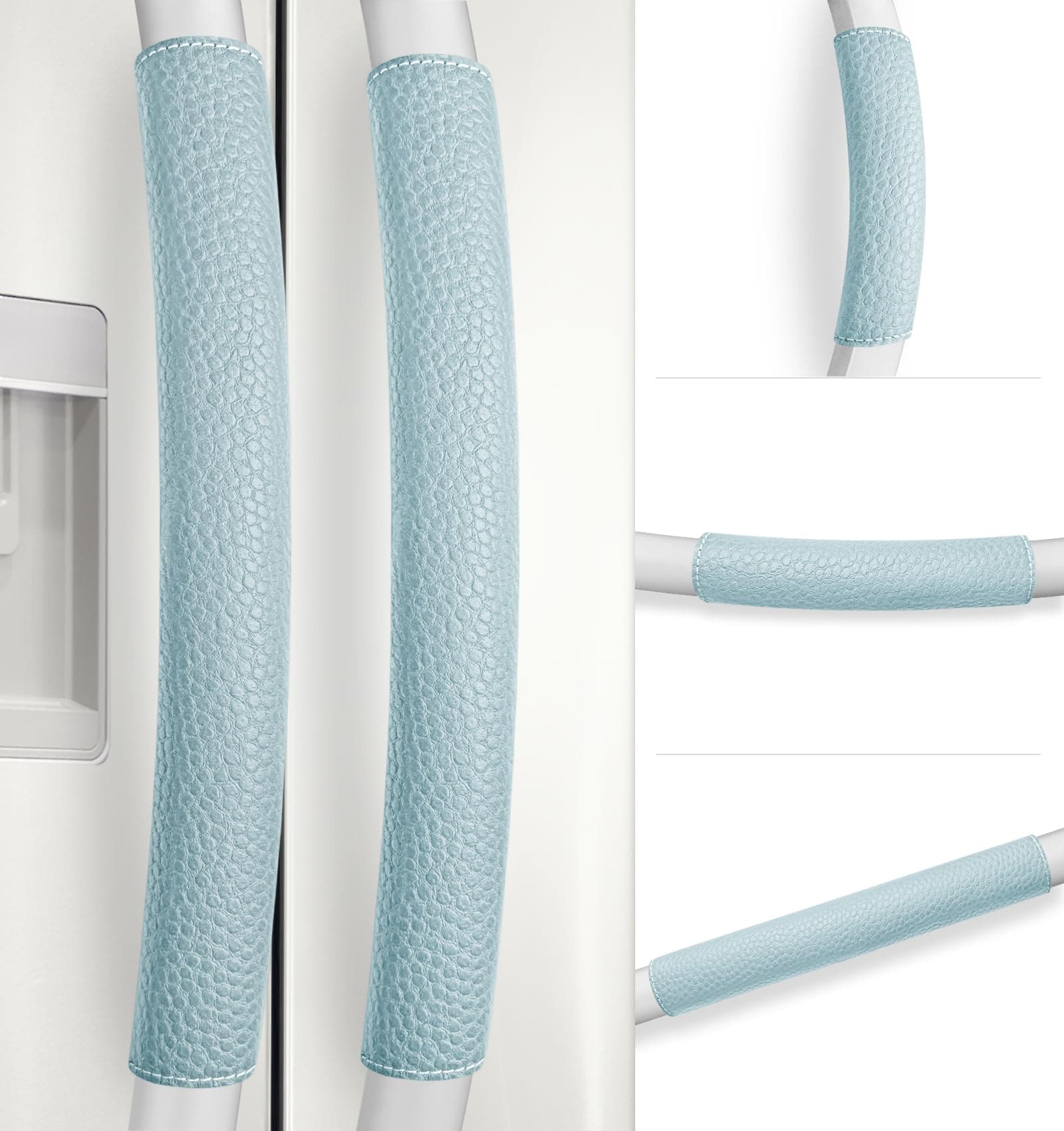Refrigerator Door Handle Covers, 5 PCS, Adjustable Appliance Handle Covers, Keep Your Kitchen Clean, Microwave Oven Stove Dishwasher Handle Protector, Non Slip Fridge Handle Cover (Ice Blue)