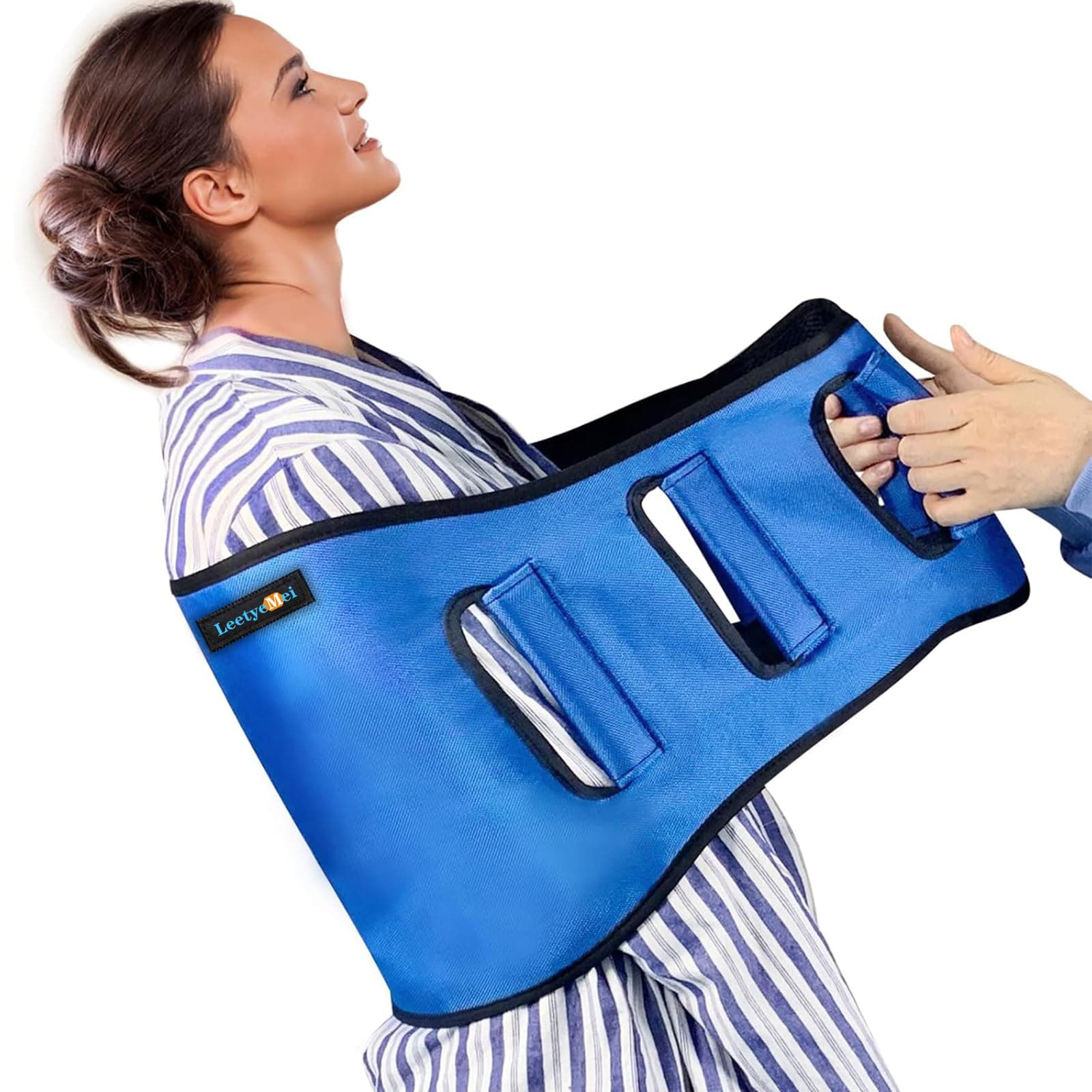 Transfer Sling for Seniors, Transfer Belt Widened Back Design, Lifting Straps for Bedridden Patient, Patient Bed Lift Sling, Gait Belt for Elderly Patient Care (Blue)