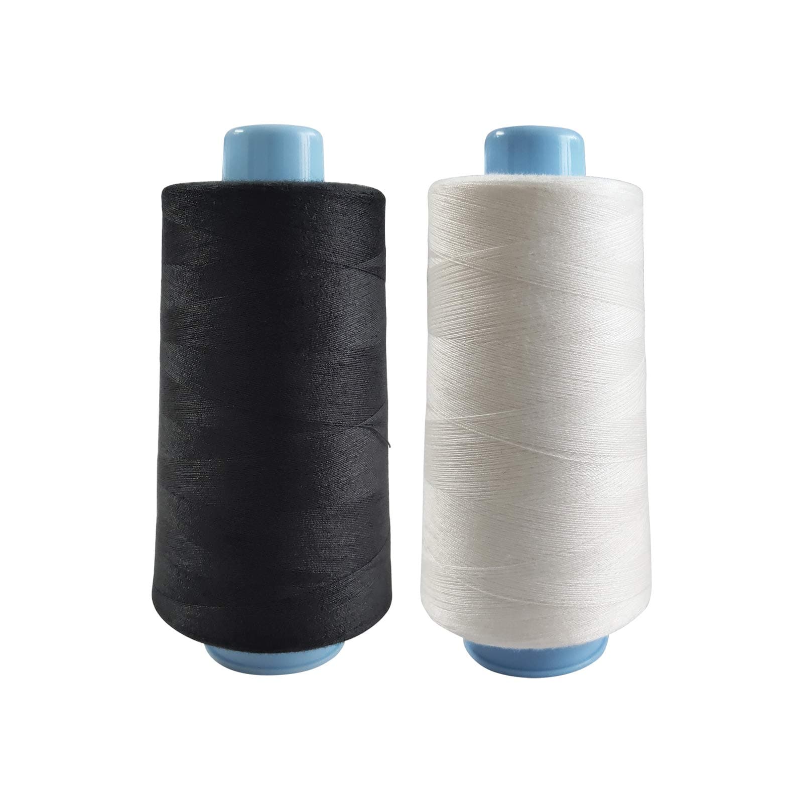 2 Spools Polyester 3000 Yards Sewing Thread Spools, 40/2 Thread for Sewing Machine, Heavy Duty Household - White and Black