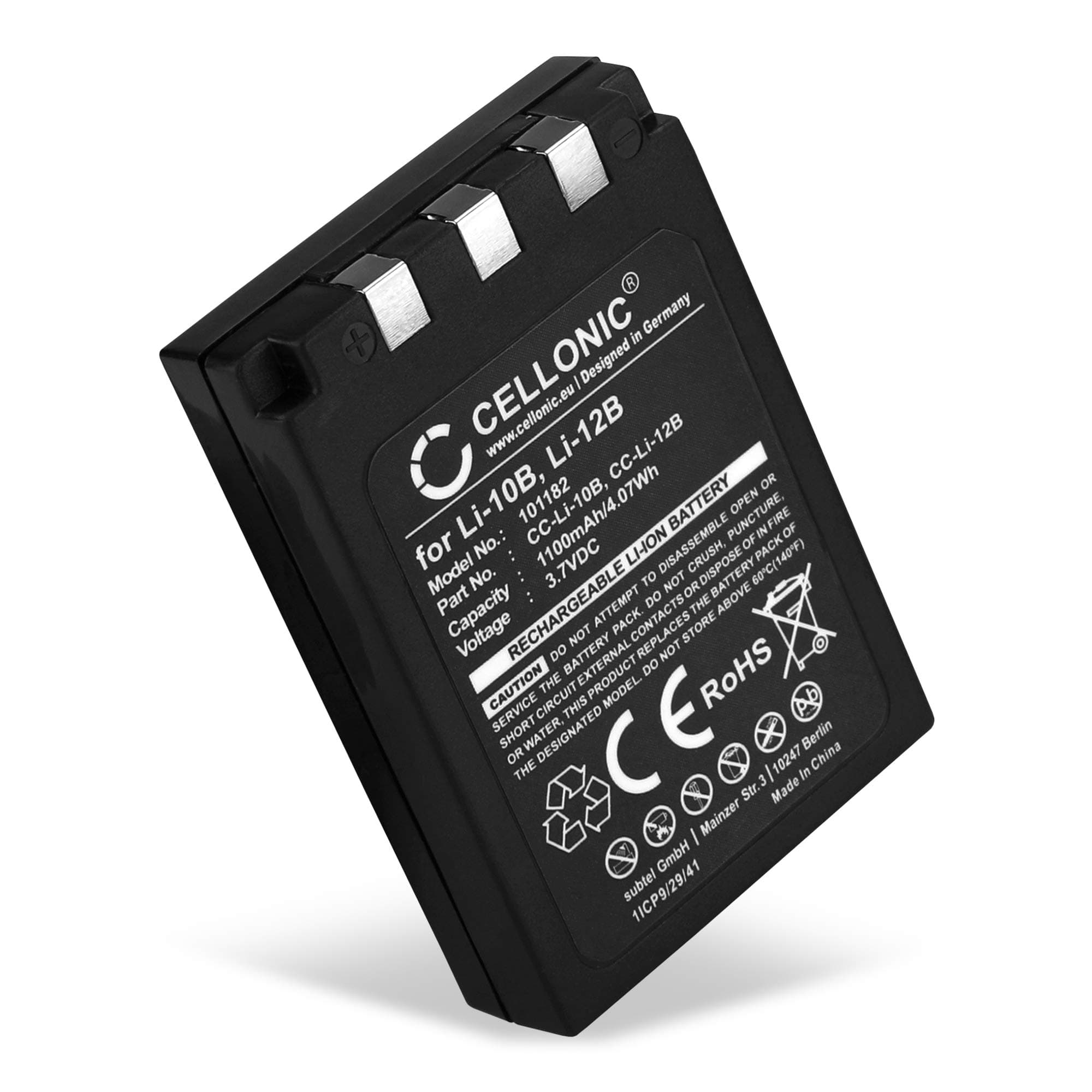 1x Battery for Camera Compatible with Olympus µ 400, Mju/Stylus 300, µ 300, Li-10B - (1100mAh, 3.7V)
