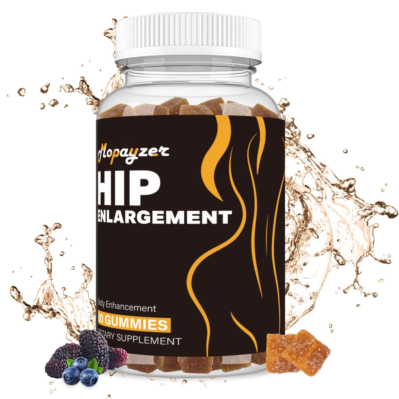 Booty Gummies for Big Butt and HIPS, Bigger Butt Gummies for Natural Curves, 1 PCS Bum Support Gummies, Berry Flavored Women Support Supplement, Boost Glute Growth, Fenugreek, 60 Count.