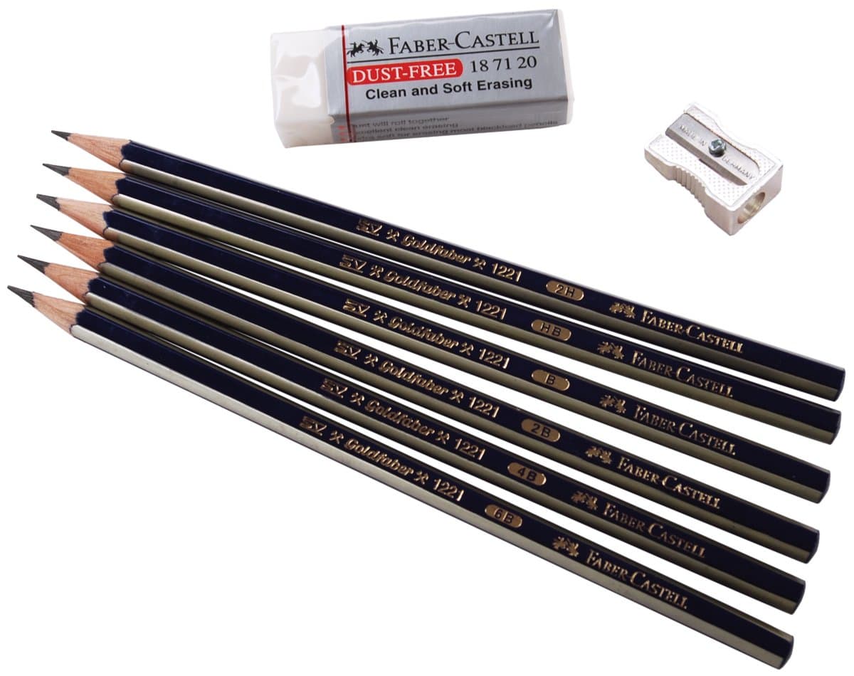 Faber-Castel 8-Piece Creative Studio Graphite Sketch Set, 2H, HB, B, 2B, 4B and 6B