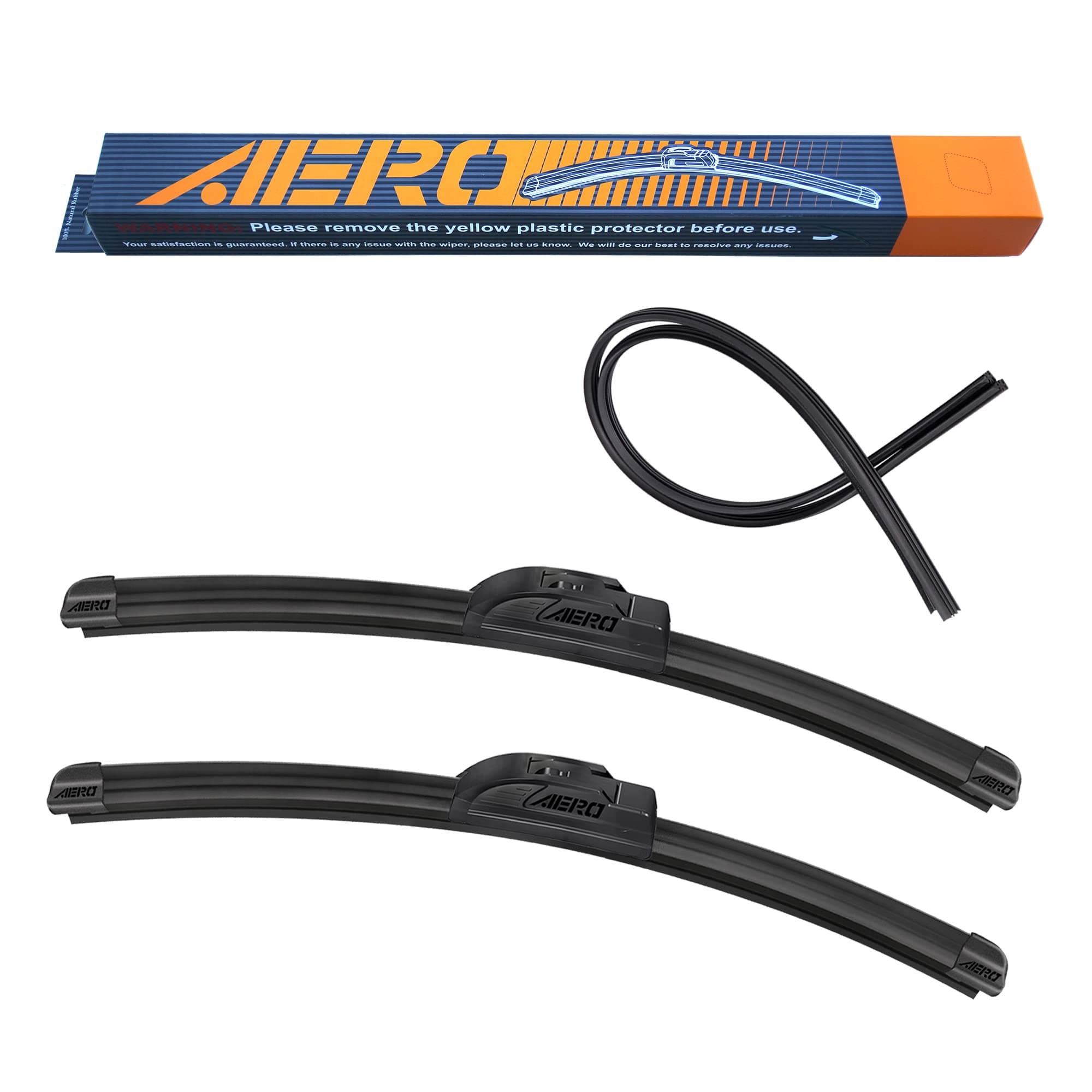 AERO 26" + 14" Windshield Wipers, Replacement for Hyundai Santa Fe 2018-2013 & Nissan Rogue 2013-2008 & Versa 2011-2007 & Scion xD 2014-2008 + more, Wiper Blades with Extra Refills + 1-Year Warranty