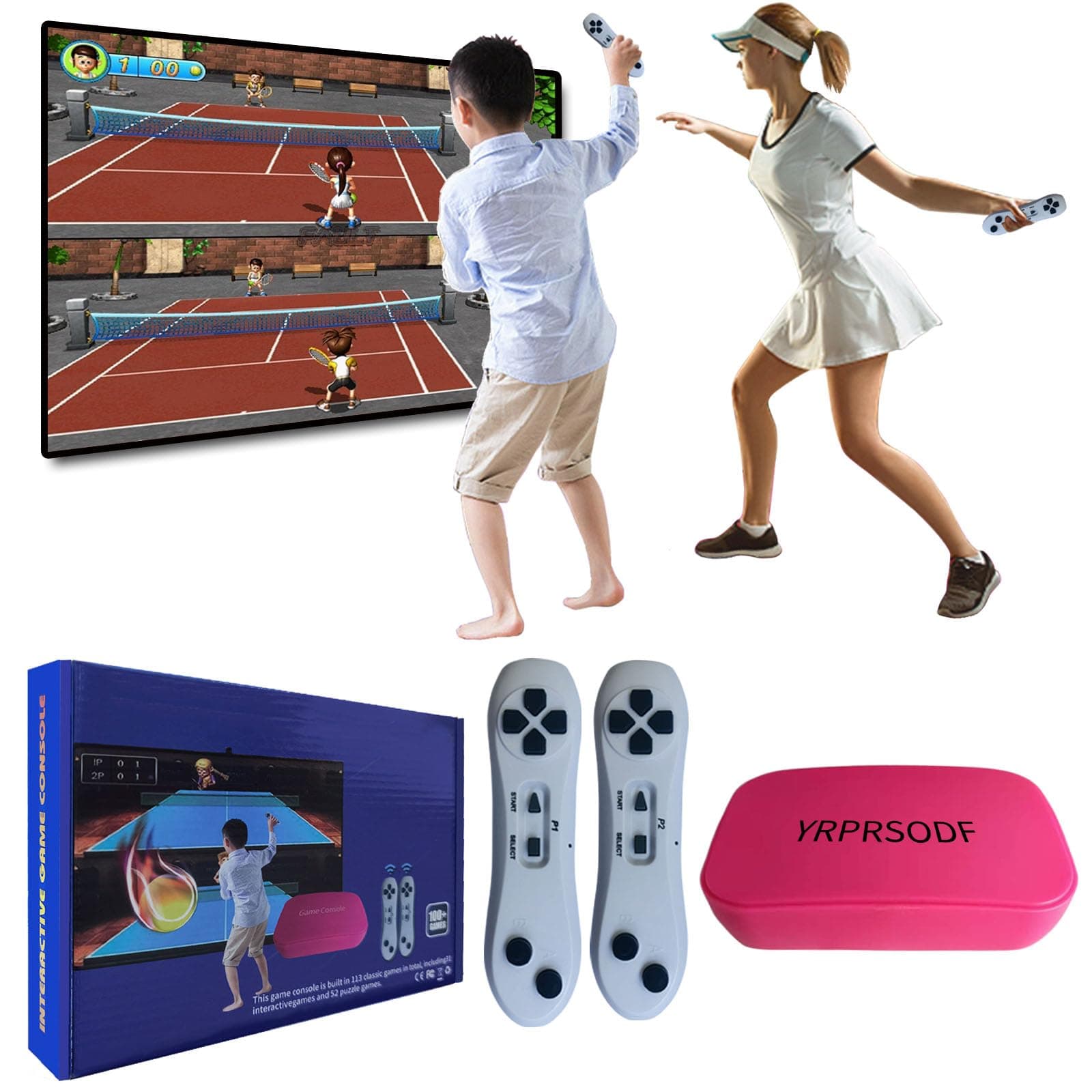 YRPRSODF TV Game Console Built in 100+ Games, Handheld Video Game Machine with 2.4G Wireless Gamepad control, HD Output, Interactive& Puzzle Games Toy Gift for kids Boys & Girls