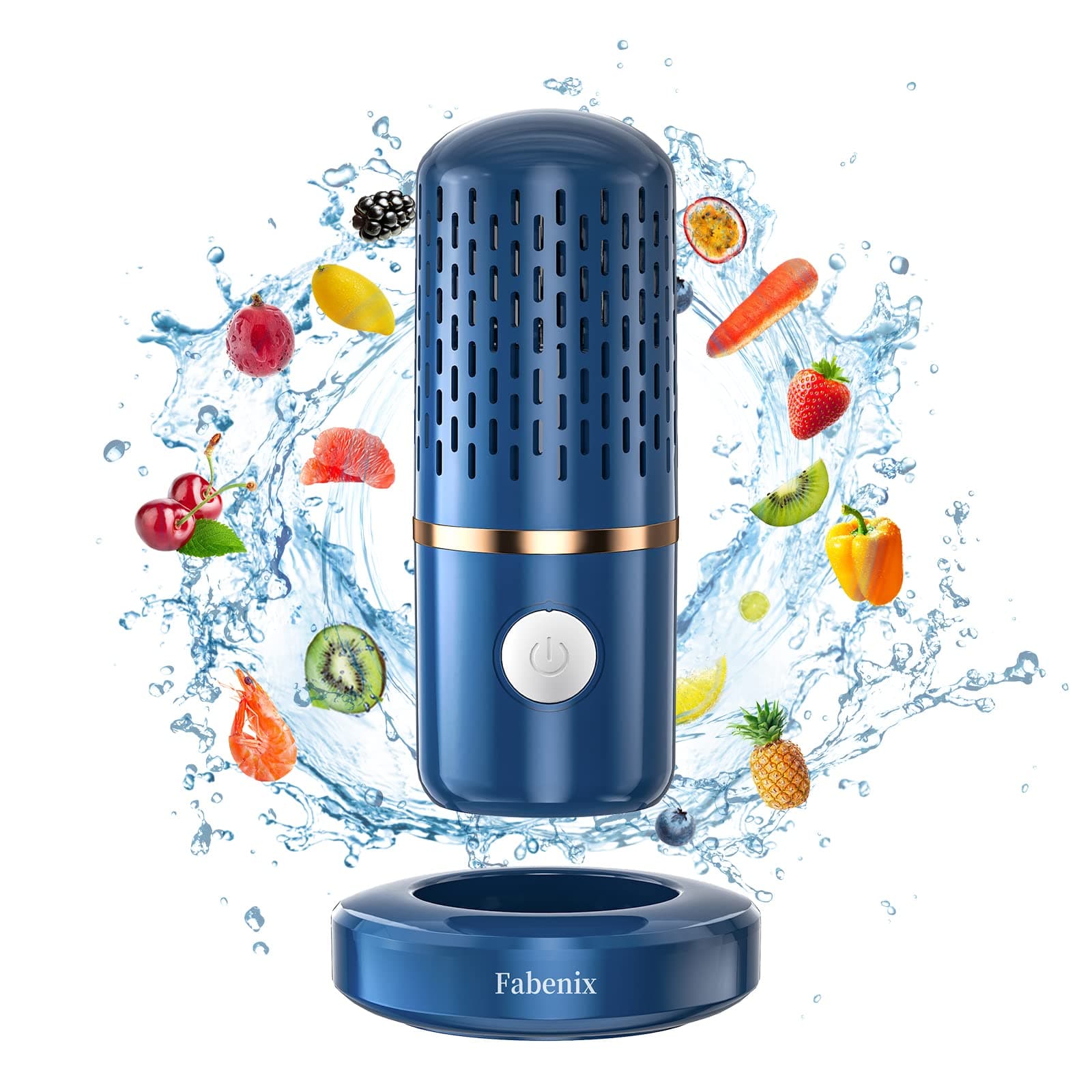 Fruit and Vegetable Cleaning Machine, Fruit and Vegetable Cleaner, USB Wireless Food Purifier, Cleaner Device for Washing Fruits, Vegetables, Rice, Meat and Tableware (Blue), Medium
