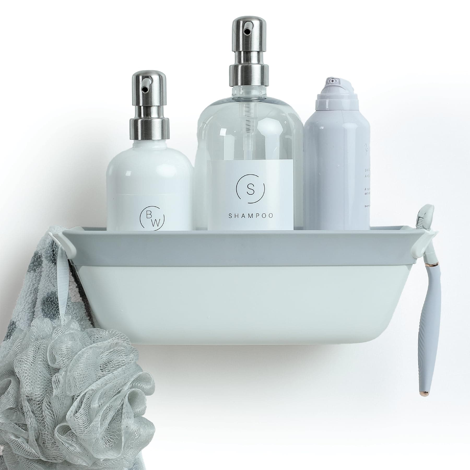 SlipX Solutions Patented Shower Organizer Caddy, Sturdy Storage Organizer, Power Lock Suction Cups, Holds up to 22 Pounds, Tool Free, Drill Free, Removeable, Perfect for RV, Dorm, & Bathroom (White)