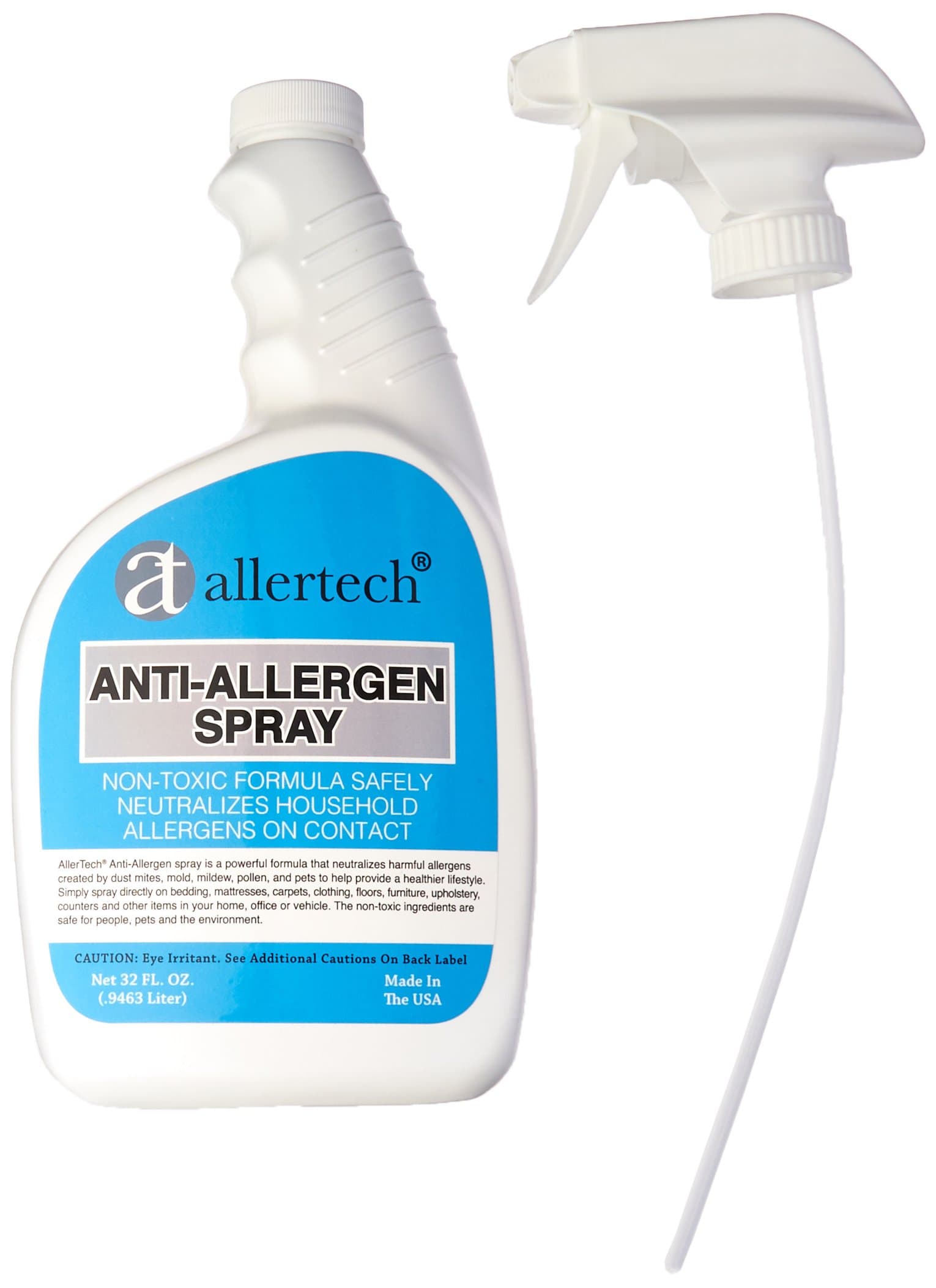 Allertech® Anti-Allergen Spray, 32 oz Bottle - Neutralizing Solution for Fabrics, Carpets, Bedding, Upholstery & Surfaces - Plant & Mineral Ingredients, Clear & Stain-Free, Safe Around Pets