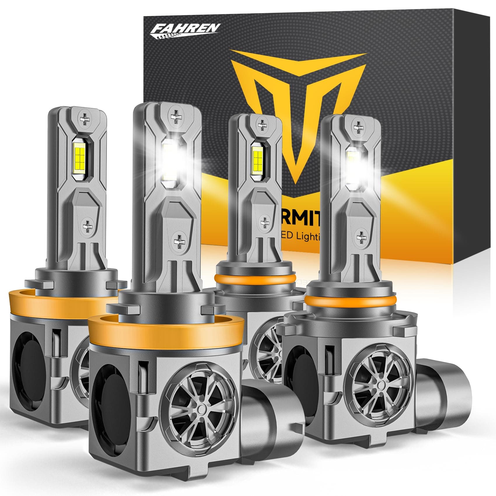 9005+H11 Fog Lights Combo 70000LM, 2024 Newest 9005 H11 Combo Fog Light for Powersports, Real 1:1 Mini Size Plug N Play, 60000Hrs Long Service Life with Cooling Fans,Pack of 4