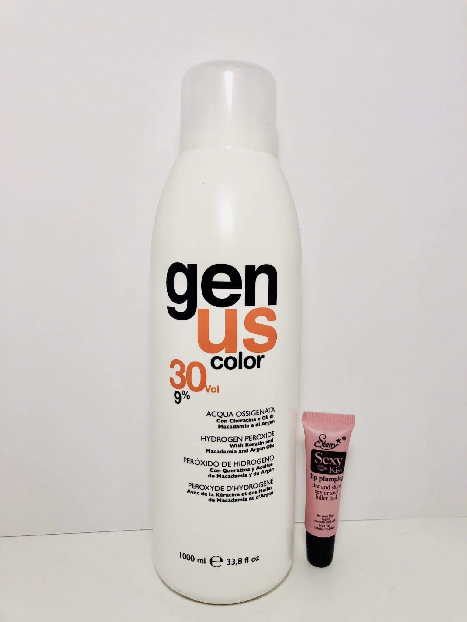 Genus Hydrogen Peroxide With Keratin, Macadamia and Argan Oils 33.8 Oz"Free Starry Lipgloss 10 Ml" (30 VOL 9%)