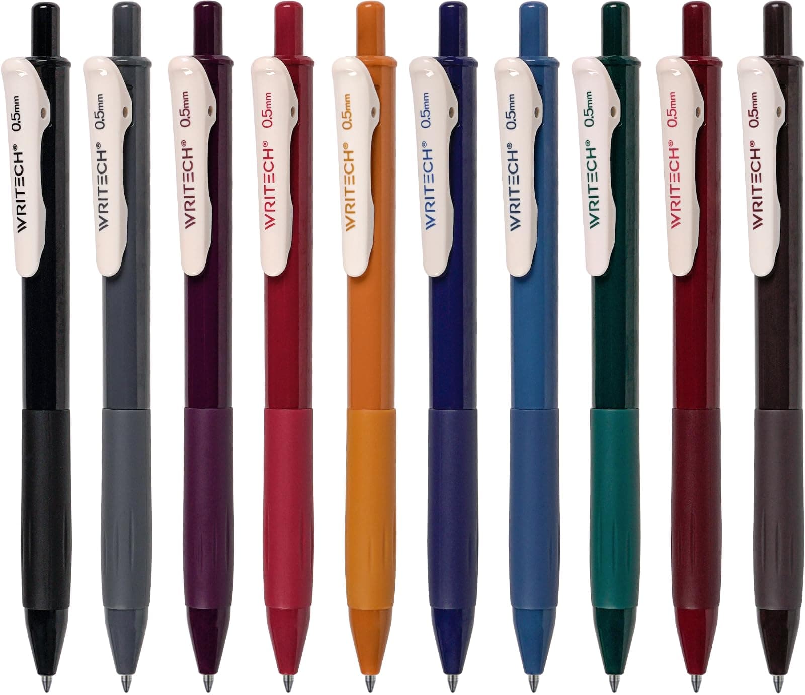 WRITECH Retractable Gel Pens Quick Dry Ink Pens Fine Point 0.5mm 10 Assorted Unique Vintage Colors For Journaling Drawing Doodling and Notetaking (Vintage 1)