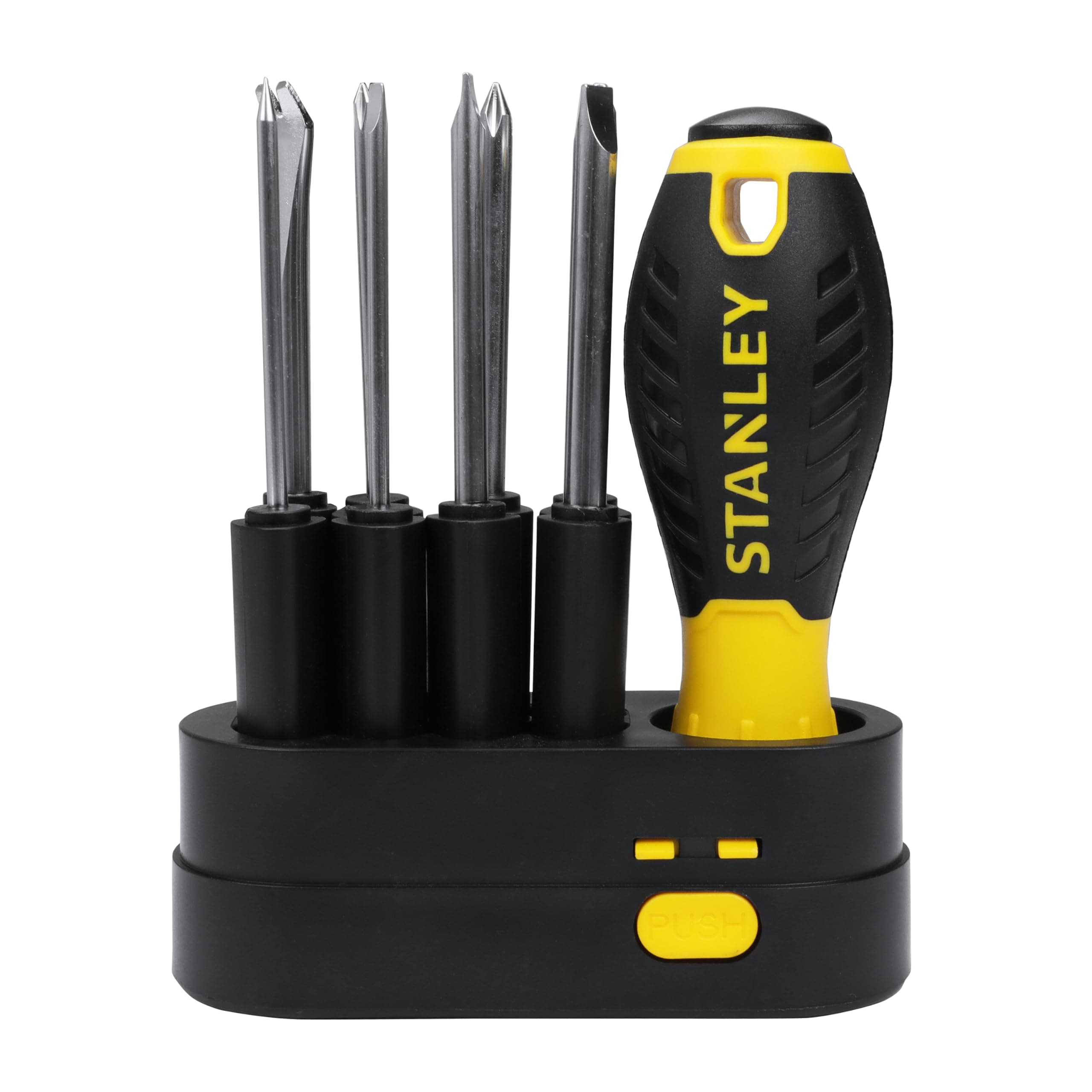 STHT62511 9-Way Screwdriver Set with Storage Case for Home, DIY, Professional & Industrial Use Ideal for Carpentry, Construction, Mechanical, Electrical & Plumbing Tasks, YELLOW & BLACK