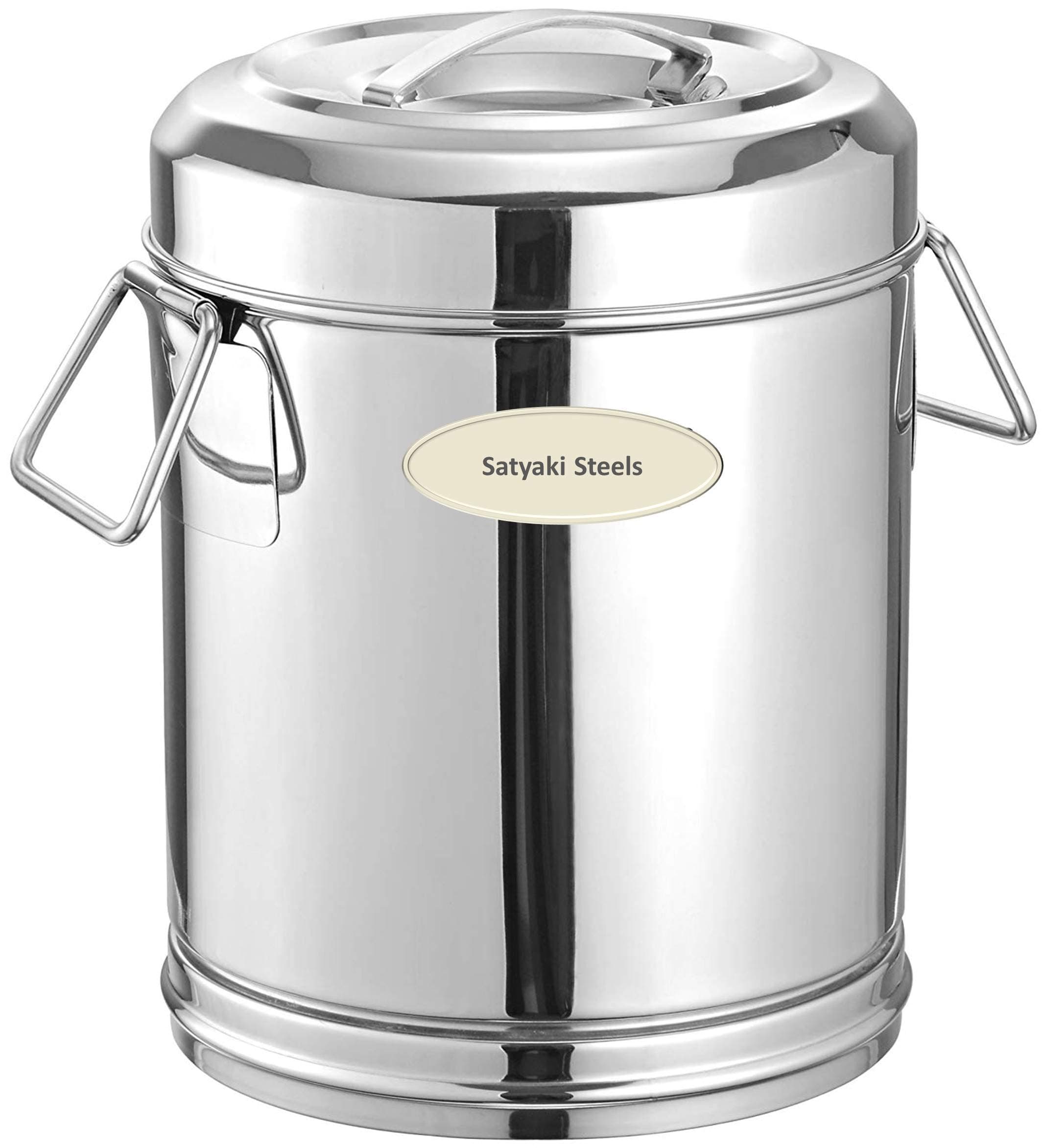 Stainless Steel Storage Box Drum With Laser Etching Aata Rice Drum With Handle Water Storage Containers Steel Tanki Steel Dabba Keeper For Kitchen Food Items - 7 Ltr - Silver