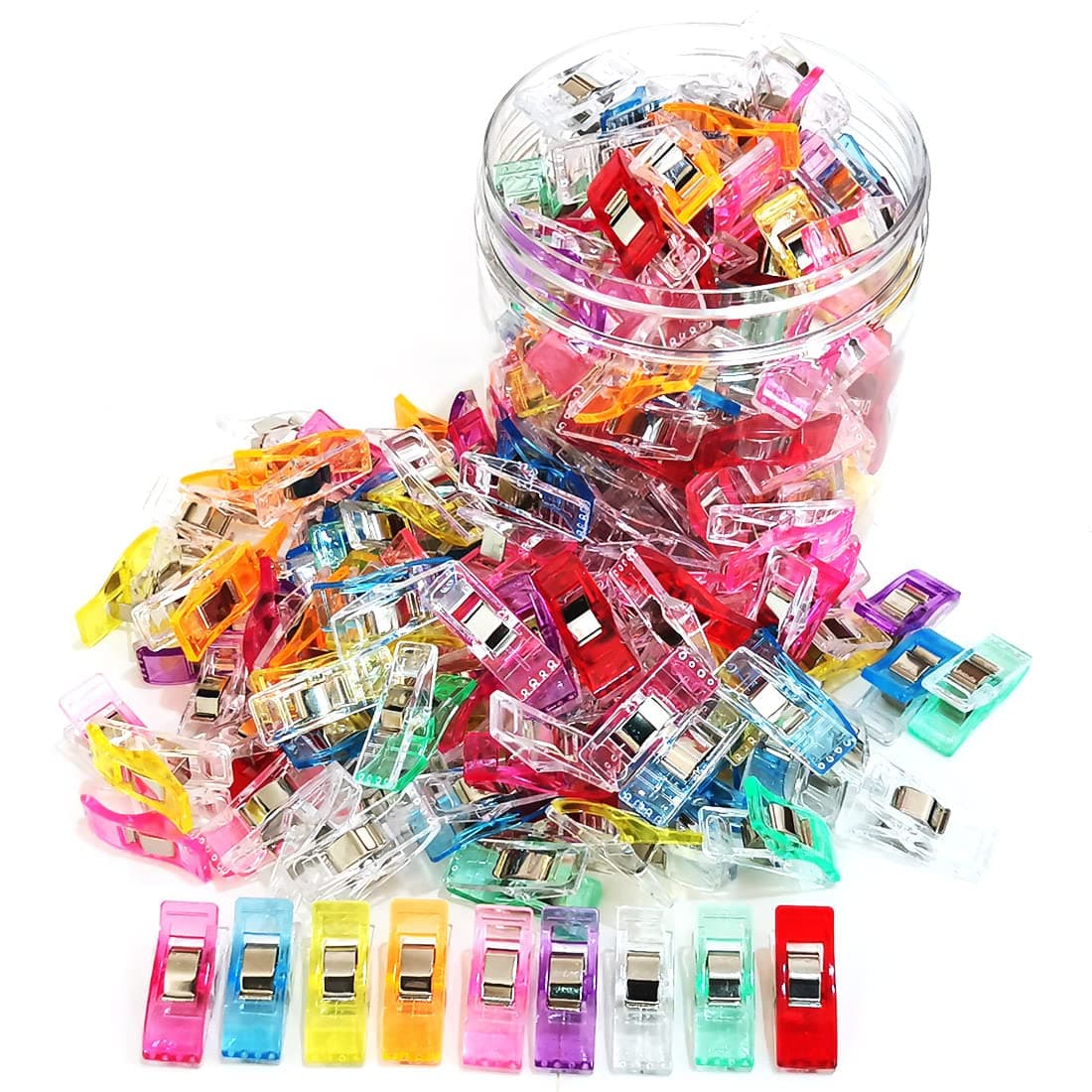 Otylzto Sewing Clips, 100 Pcs with Plastic Box, Premium Quilting Clips for Supplies Crafting Tools, Assorted Colors Plastic Clips for Crafts,Sew Clip,Sew Clips,Sewing Notions