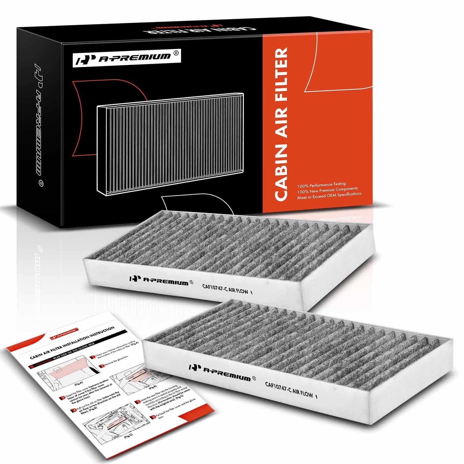A-Premium 2-PC Cabin Air Filter with Activated Carbon Compatible with Jeep Liberty 2008-2012 & Dodge Nitro 2007-2011 Replace# CAF9093, CAF2125