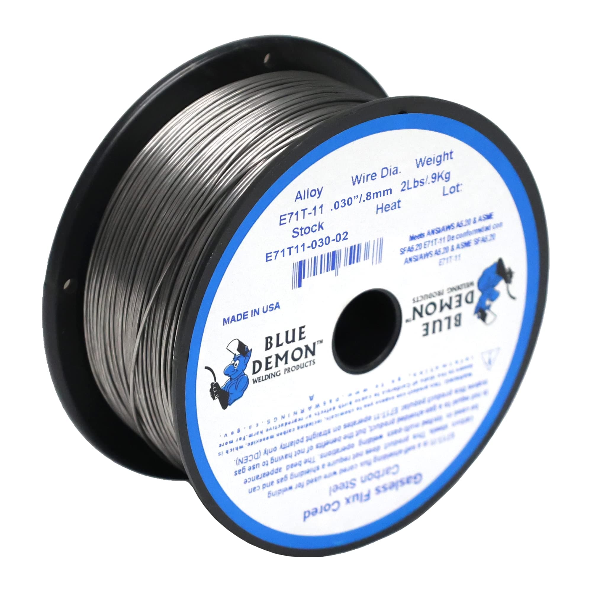 Blue Demon E71T-11 X .030 X 2LB Spool gasless flux core welding wire