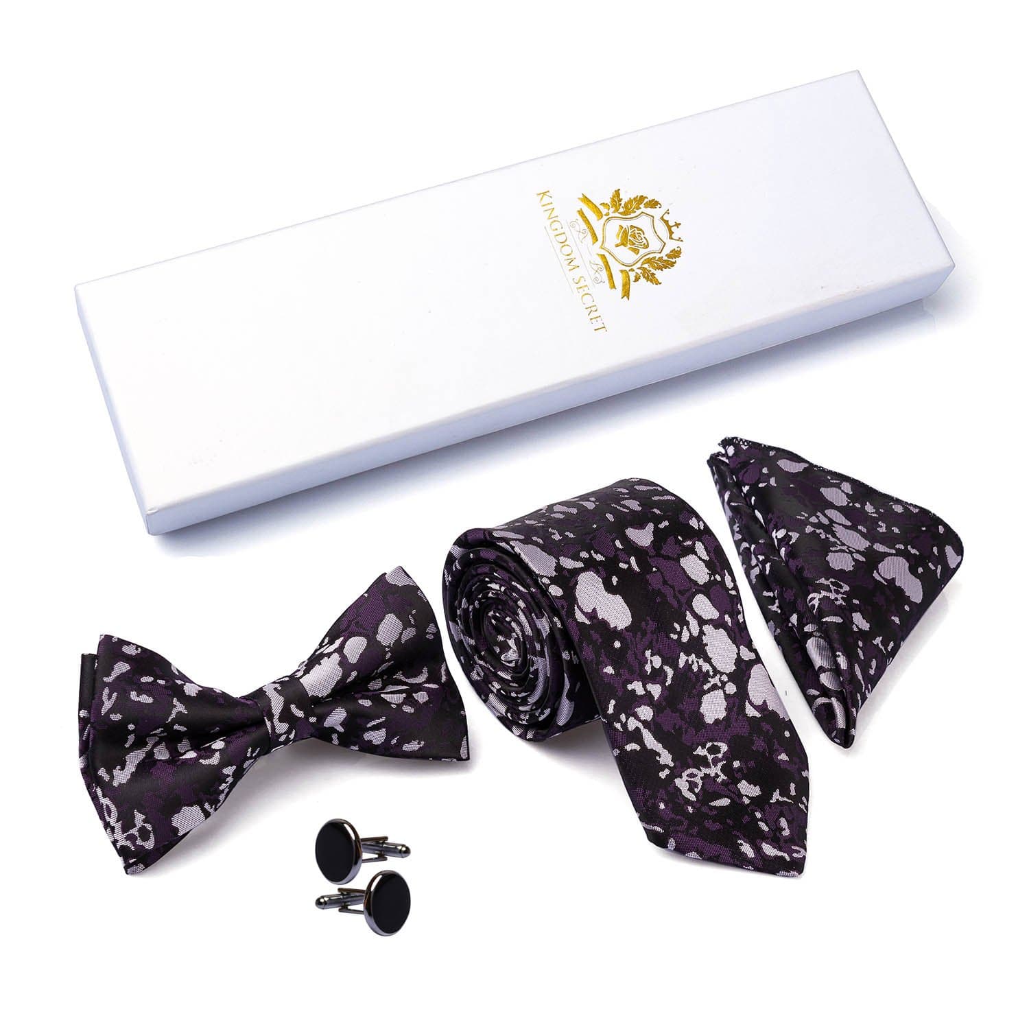 Bow Tie Necktie Pocket Square and Cuff Link Set Wedding Necktie and Bow Tie Set