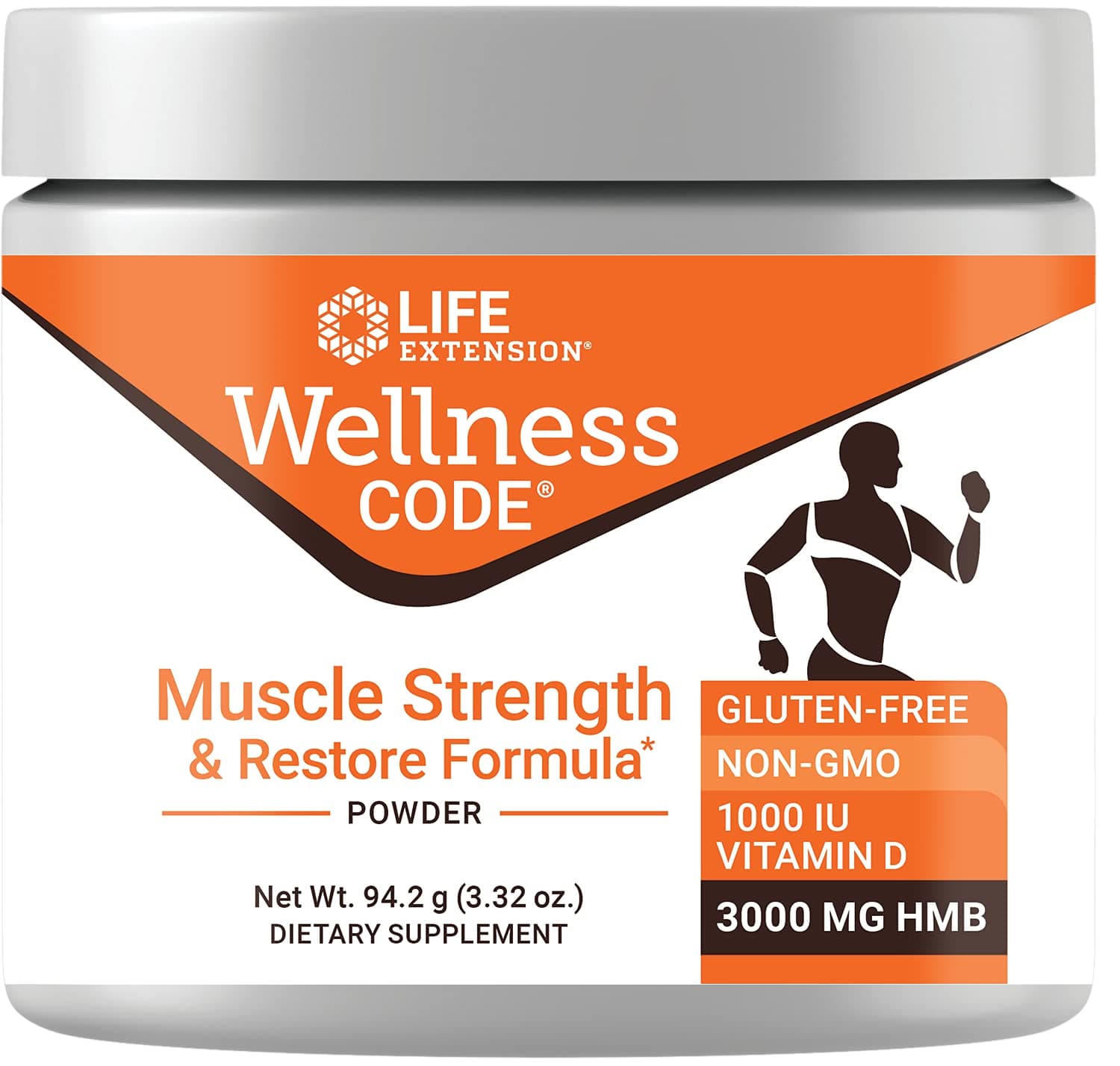 Life Extension Wellness Code® Muscle Strength & Restore Formula, Vitamin D3, ß-Hydroxy-ß-Methylbutyrate Monohydrate (HMB), Muscle Health, Gluten Free, Non-GMO, 94.2 g