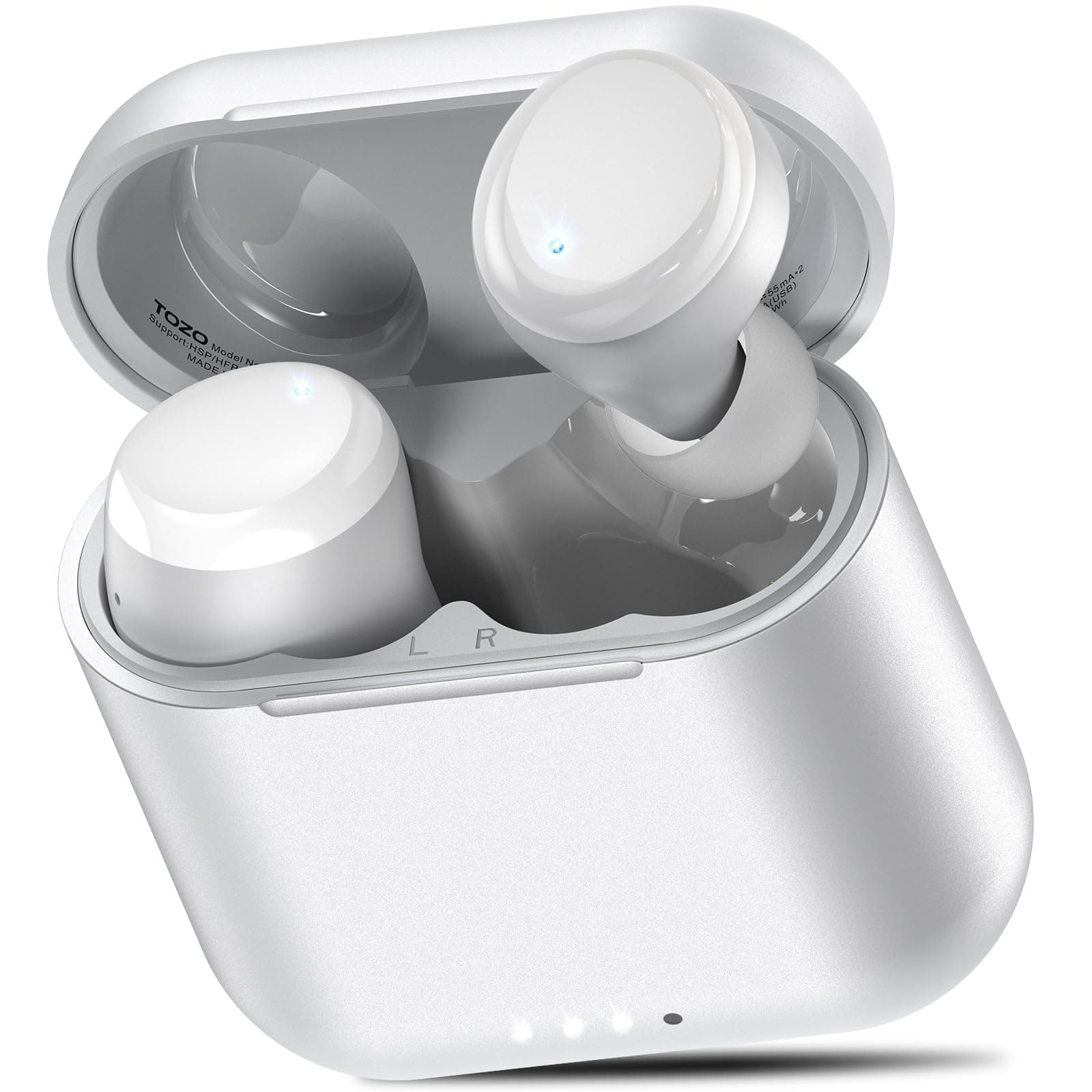 TOZO T6 True Wireless Earbuds Bluetooth 5.3 Headphones Touch Control with Wireless Charging Case IPX8 Waterproof Stereo Earphones in-Ear Built-in Mic Headset Premium Deep Bass White