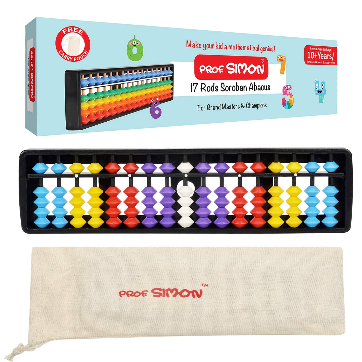 17 Rods/digits Soroban Plastic Abacus With Multicolour Beads, 10+ Years,10 Year