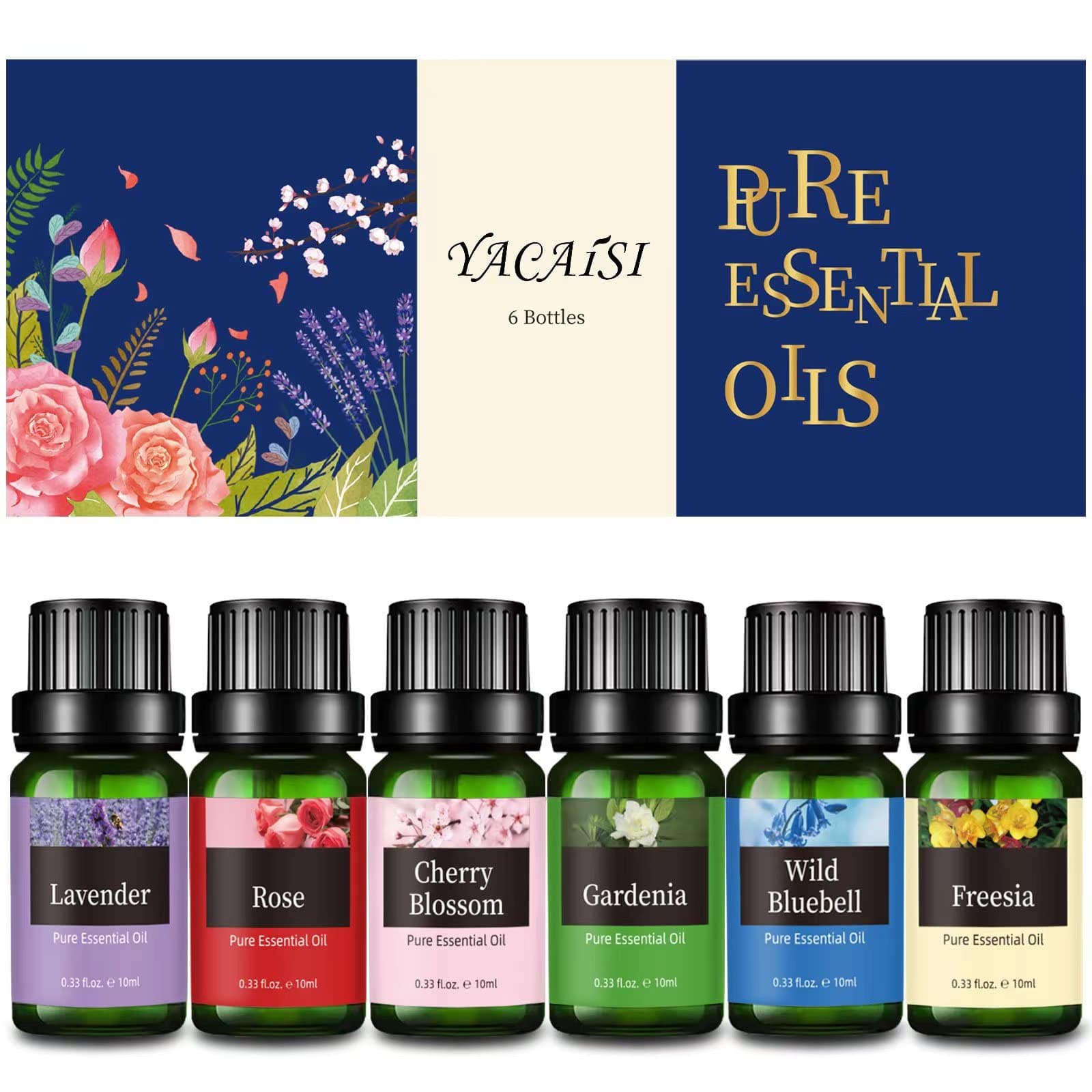 6pcs x 10 mL Essential Oils Suit Water Soluble Aromatherapy Essential Oil Aromatherapy Diffuser Oil for Humidifier, Aroma Diffuser(Sandalwood&Sweet Orange&Lavender&Eucalyptus&Lemon&Mint)