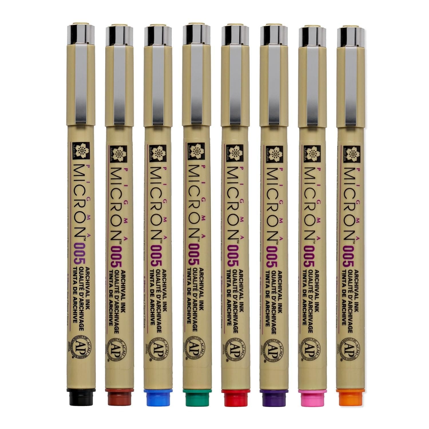 SAKURA Pigma Micron 005 8 Color Set Water Based Pigment for Illustration - Holiday Gifts for Artists, Crafters & DIY Gifts Projects