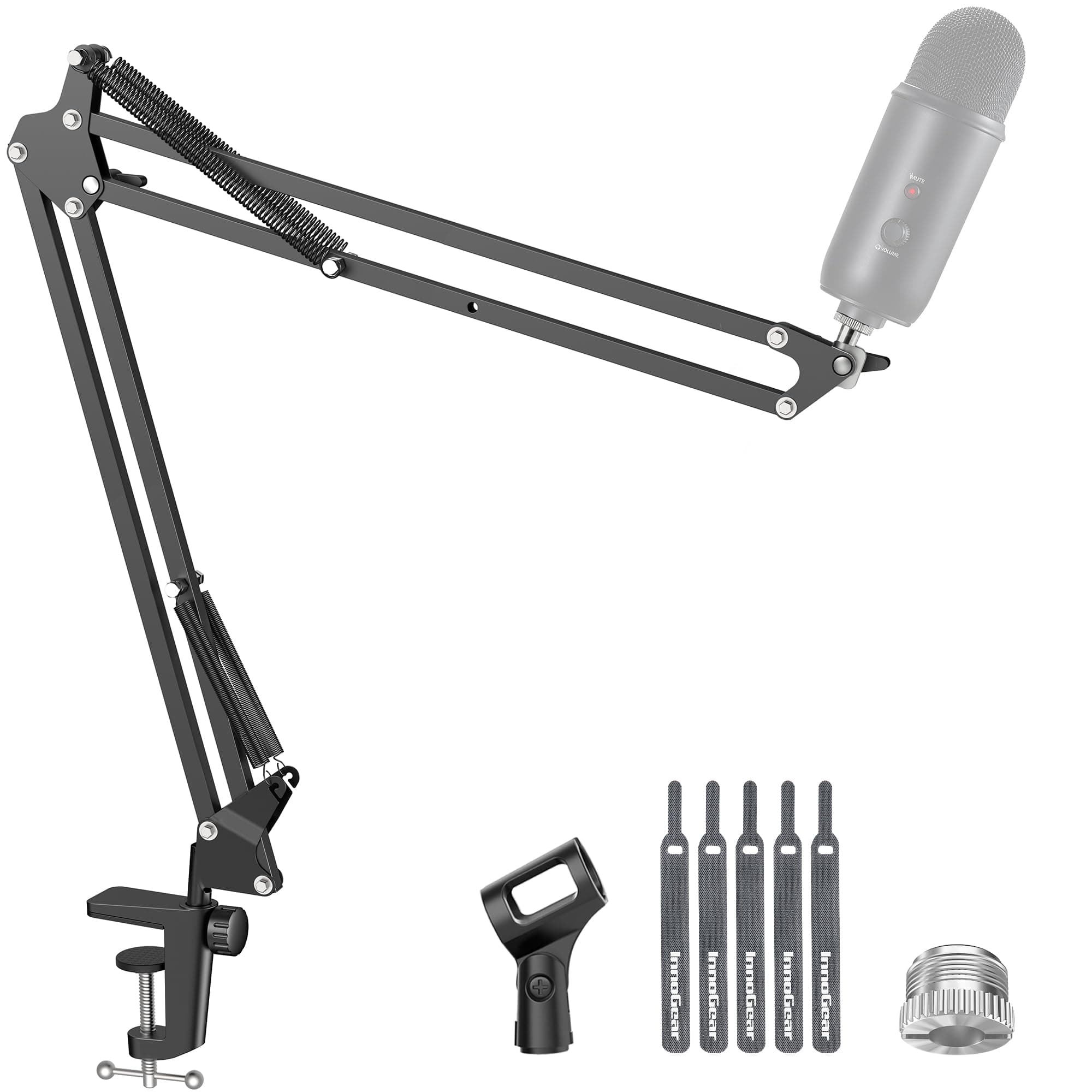 InnoGear Boom Arm Microphone Mic Stand for Blue Yeti HyperX QuadCast SoloCast Snowball Fifine Shure SM7B and Other Mic, Extended Mic Arm (Black)