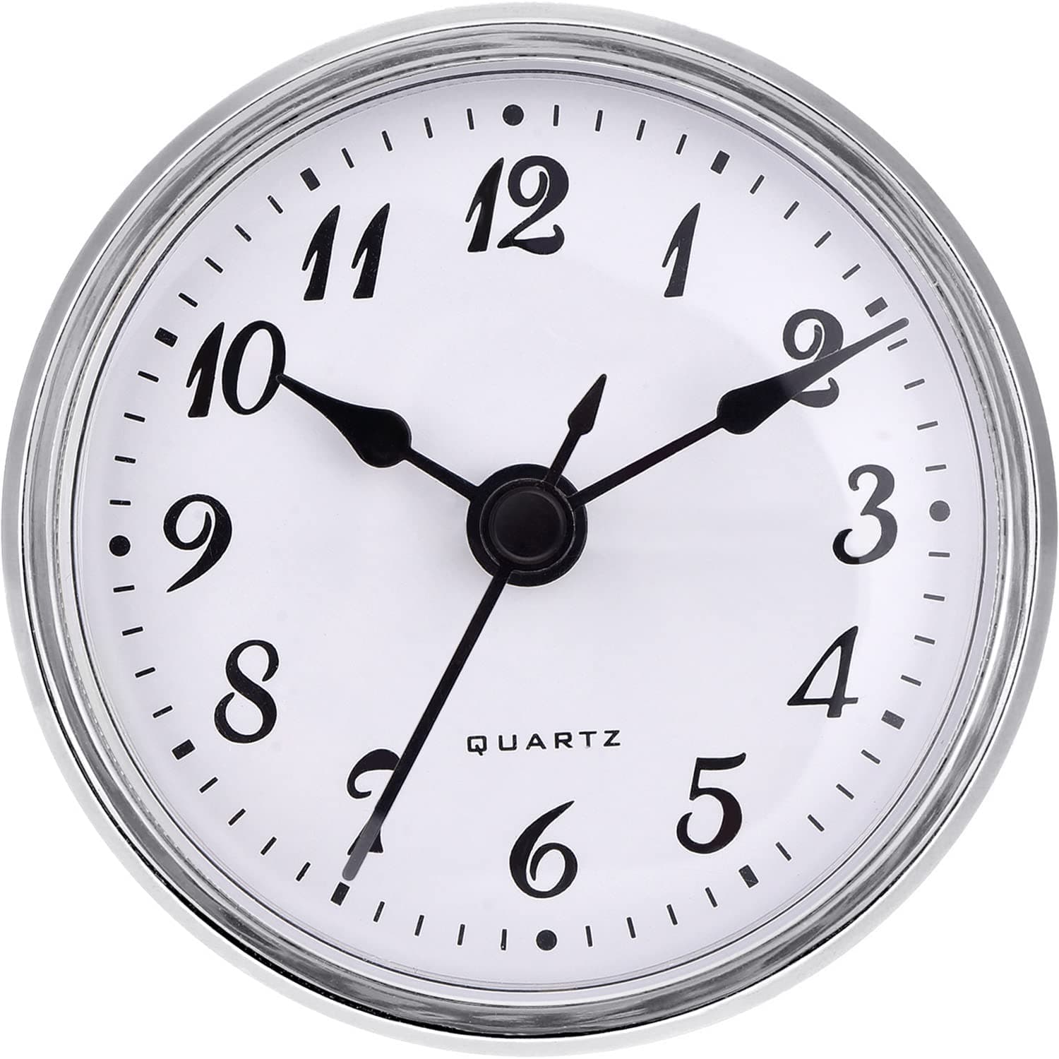 Hicarer 2.8 Inch/ 70 mm Quartz Clock Insert, Gold Trim, Arabic Numeral, Quartz Movement (Silver Trim)