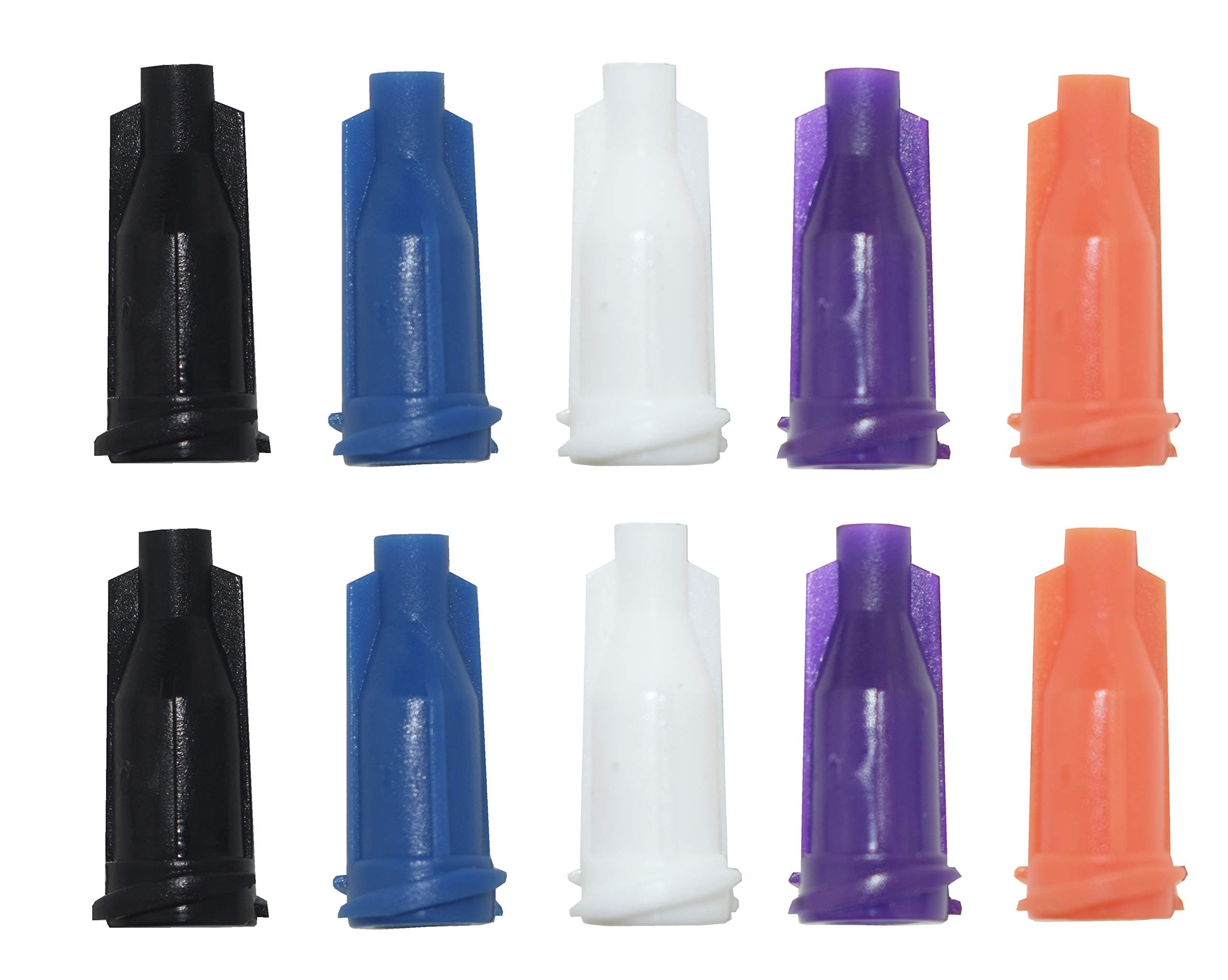 200-Pcs Syringe Tip Caps with Luer Lock - 5 Colors - White Black Orange Purple Blue