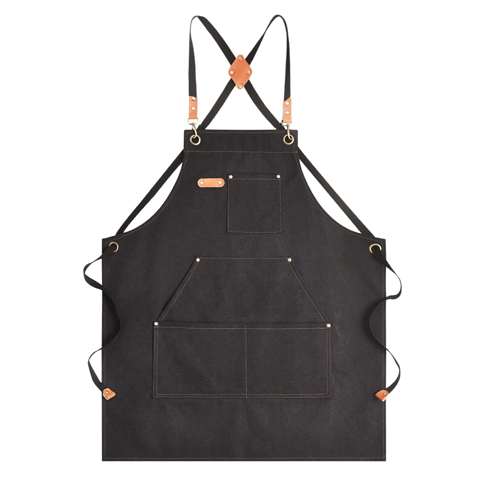 Canvas Aprons for Men Chef Apron, Work Apron with Large Pockets - 16oz Heavy Duty Cross Back, BBQ, Cooking