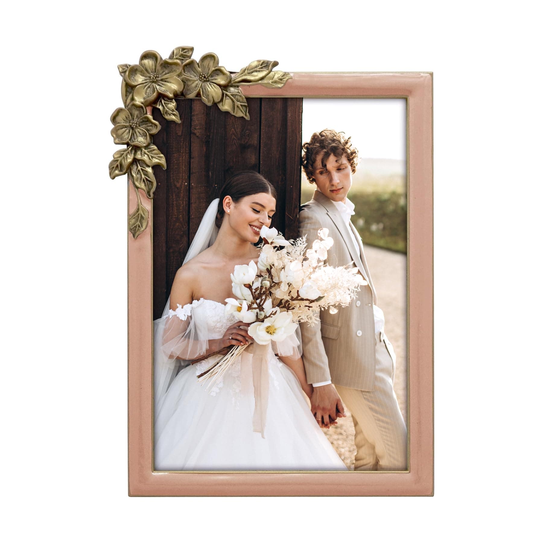 Vintage Pink Thin Boarder Floral Photo Frame