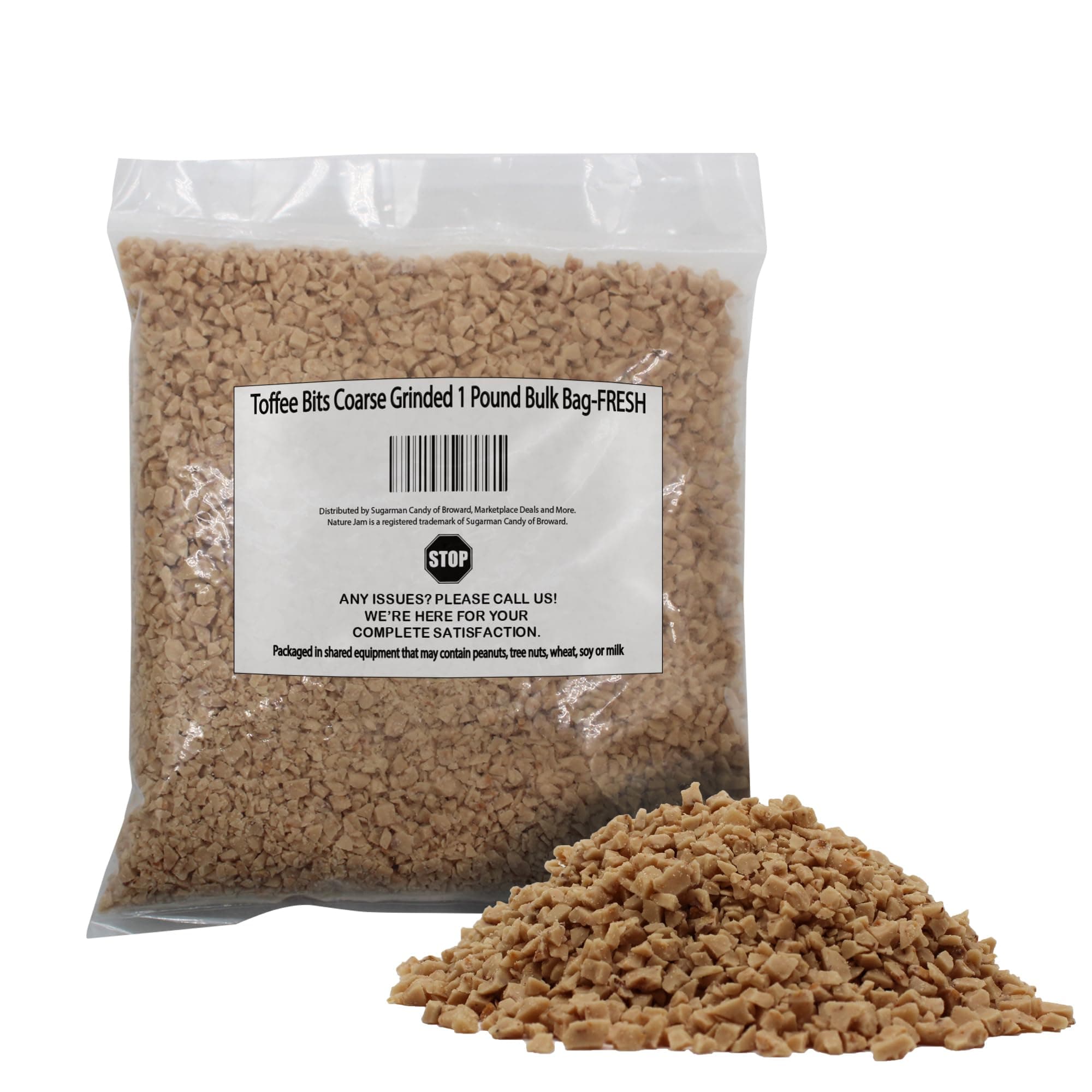 Toffee Bits Coarse Grinded 1 Pound Bulk Bag-FRESH