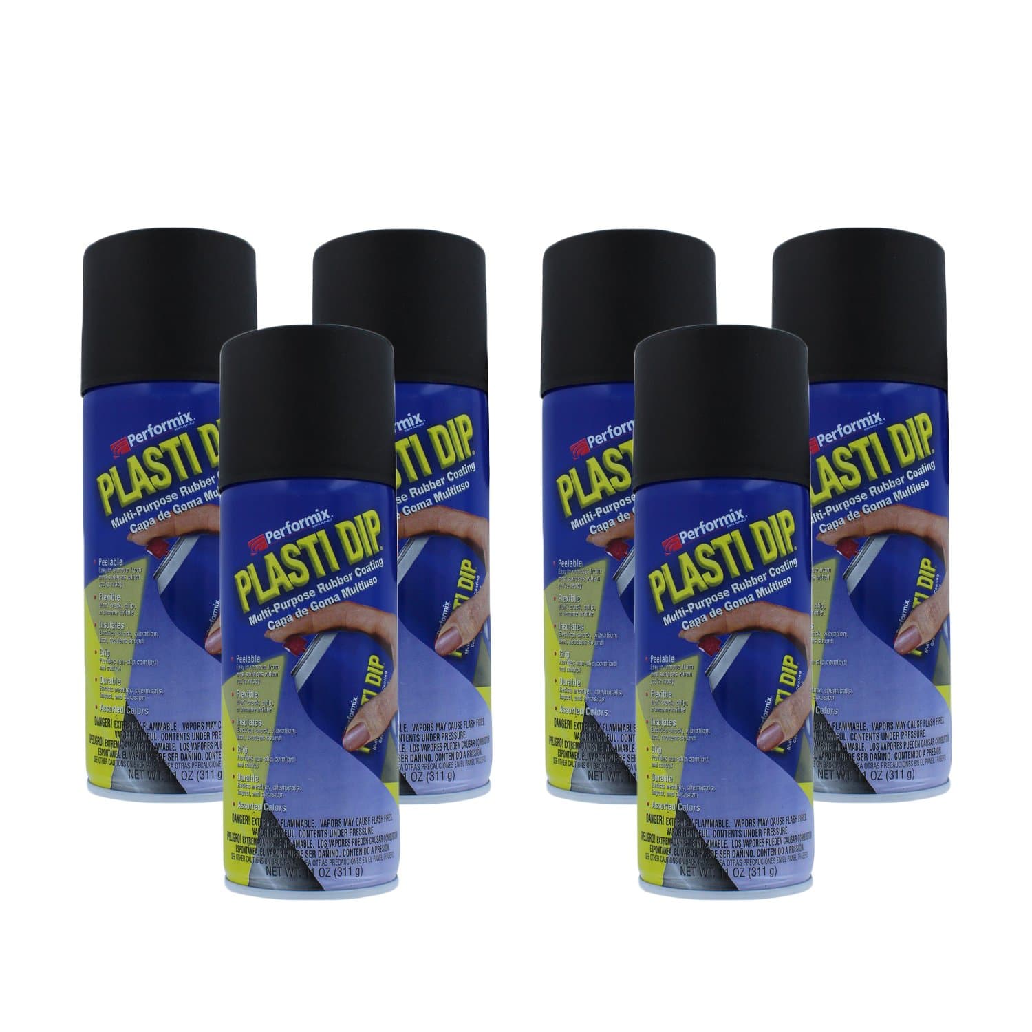 Performix 11203-6PK Plasti Dip Black Multi-Purpose Rubber Coating Aerosol - 11 oz, (Pack of 6)