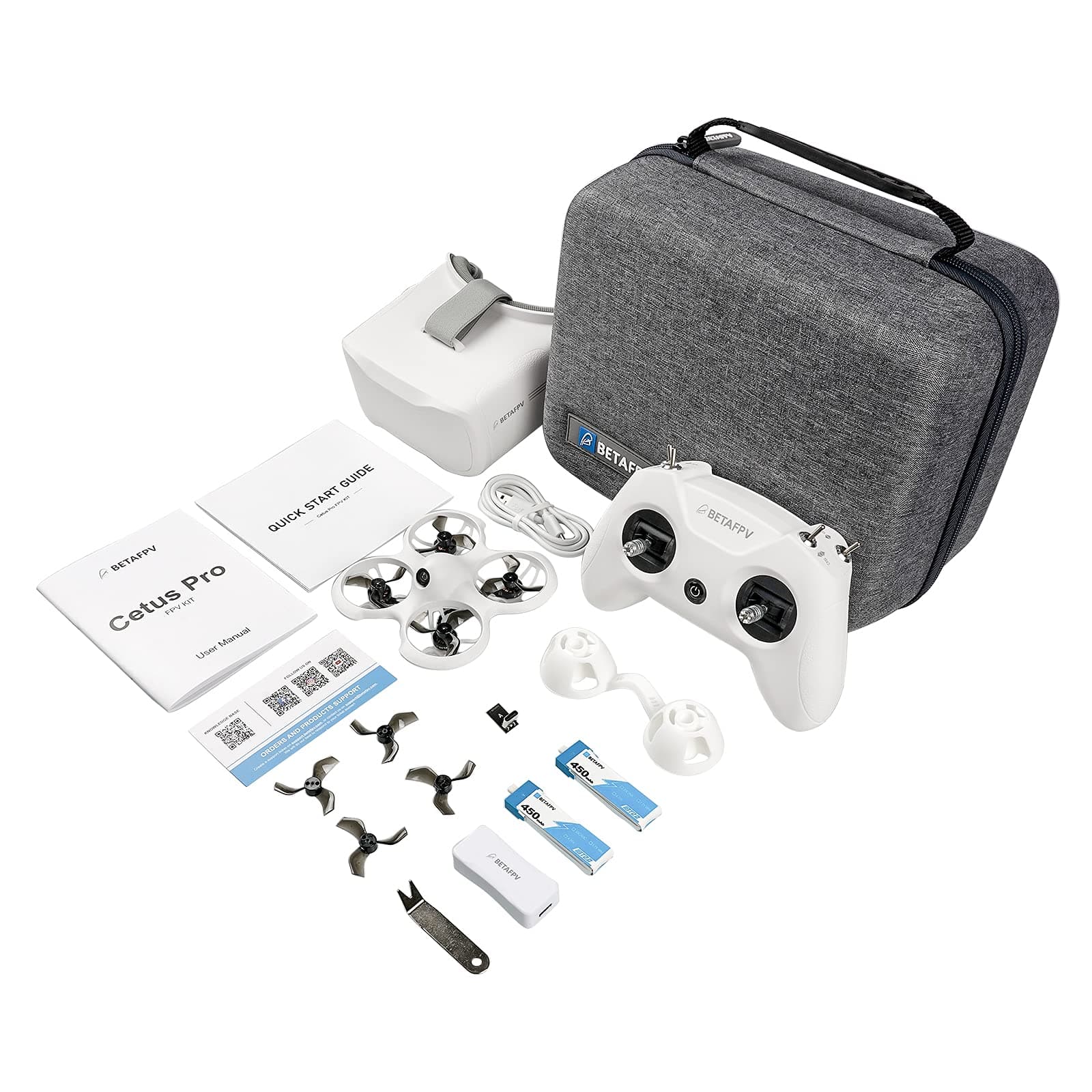 Cetus Pro FPV Kit with 3 Flight Modes Altitude Hold Emergency Landing Self Protection Turtle Mode, with LiteRadio 2 SE Transmitter VR02 Goggles Ready to Flight Easy for FPV Beginners