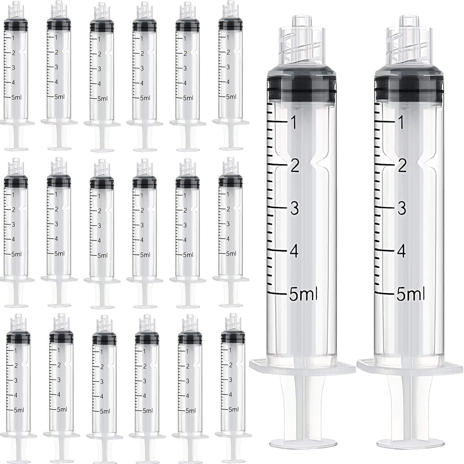 30 Pack 5ml Syringe Luer Lock, Individually Sterile Sealed 5ml Plastic Luer Lock Syringe Without Needle for Scientific Labs, Epoxy Resin, Craft, Feeding Pets (5ML)