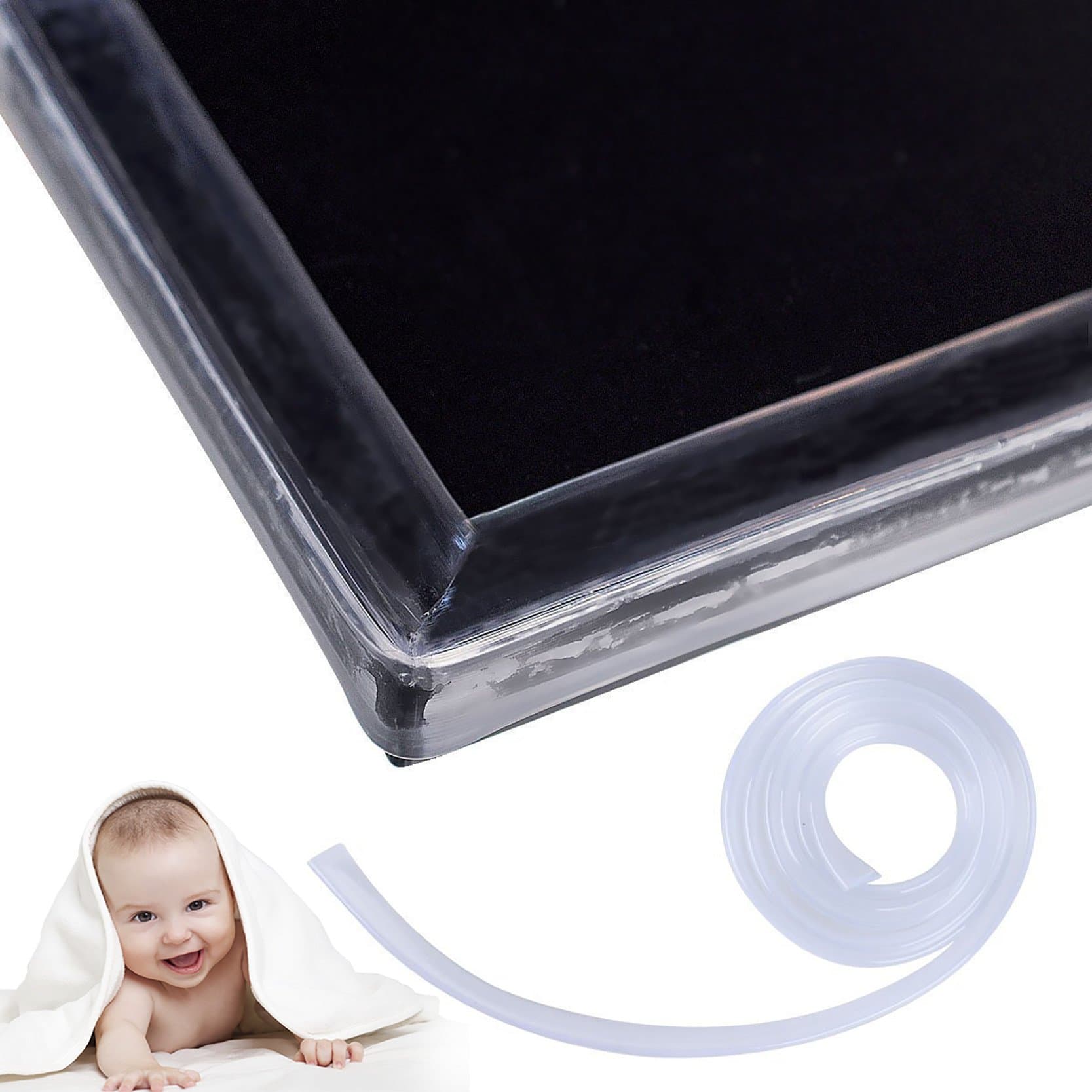 6.56ft Baby Safety Bumper Strip Table Corner Protector Guard Edge Corner Cushion Strip Large Size by AMZ Wholesale (2 Strips of 1M Each)