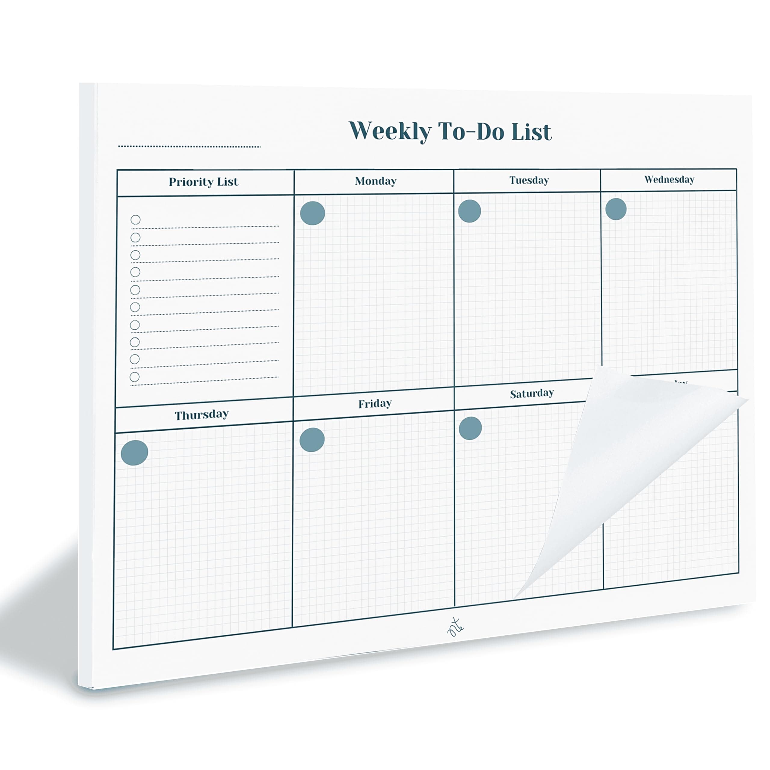 Nook Theory 8.5" x11" Weekly Task Planner Pad Tear Off - 52 Pages Undated To Do List Notepad, Full Year Productivity Planning Pad for Study and Work Desk (Checks)