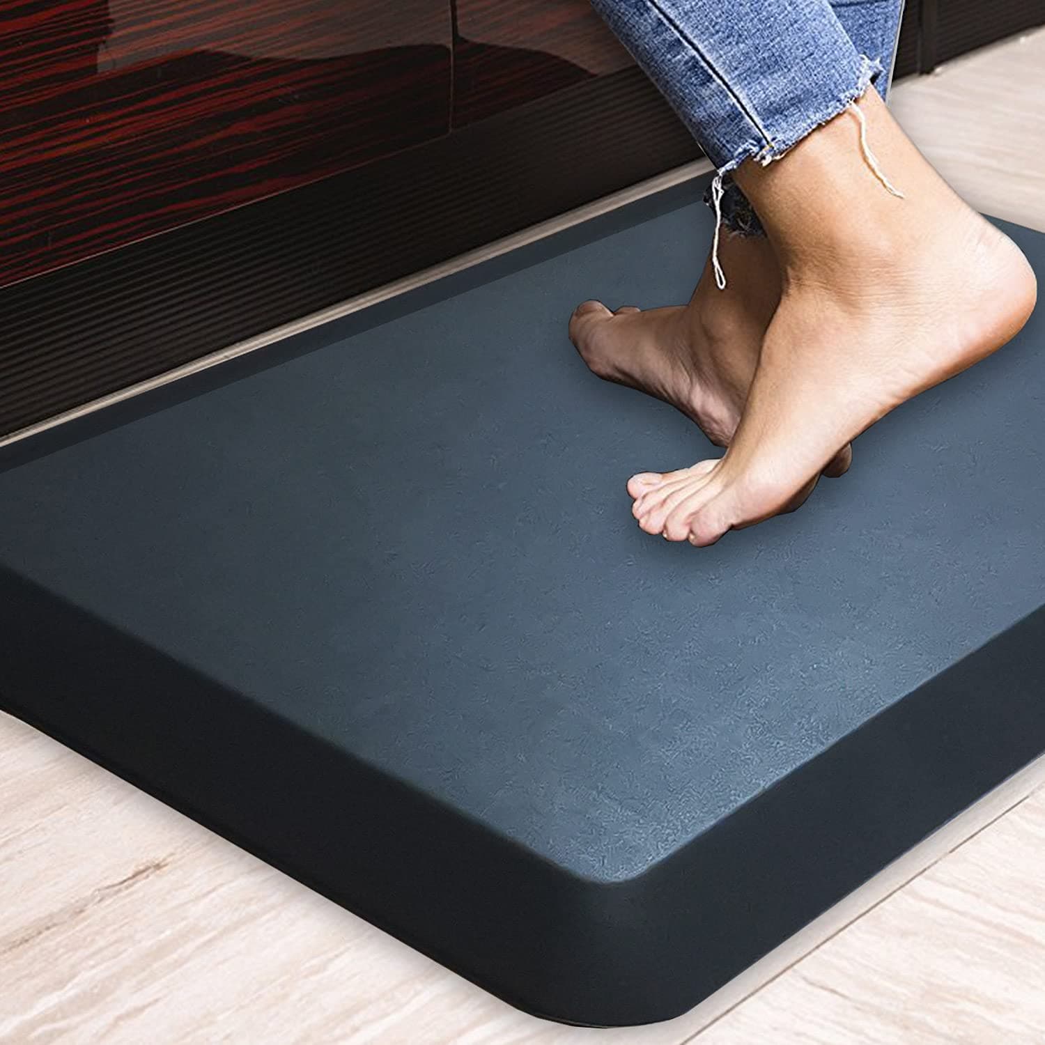 25mm Extra Thick Anti Fatigue Floor Mat,Kitchen Mat, Standing Desk Mat – Comfort at Home, Office, Garage - 140D Advanced PU Foam (Black, 50cm x 75cm)