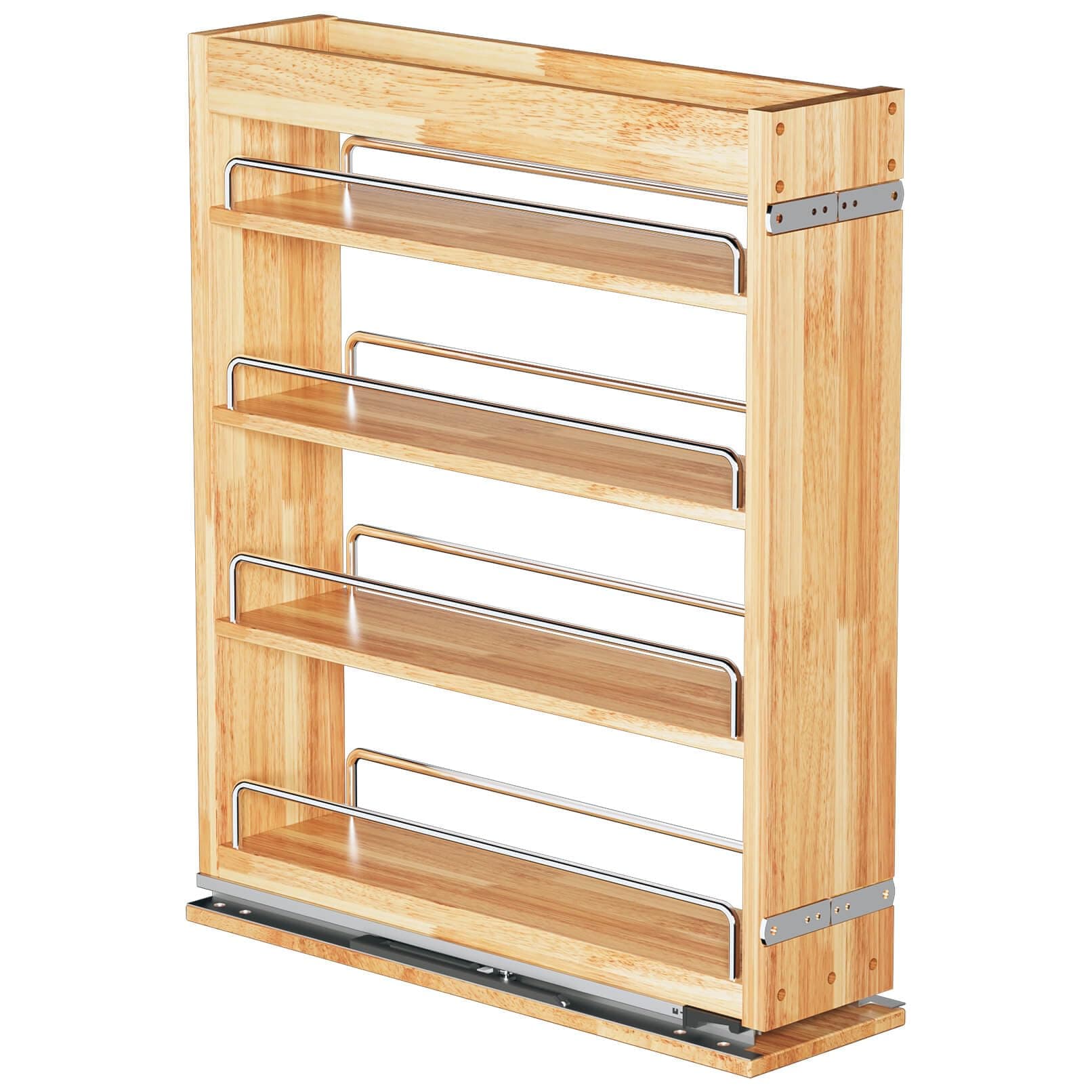 OCG 4-Tier Pull Out Kitchen Cabinet Spice Rack Holder Shelves (5" W x 22" D), spice organization for cabinet Storage Organization, pull out spice racks for inside cabinets